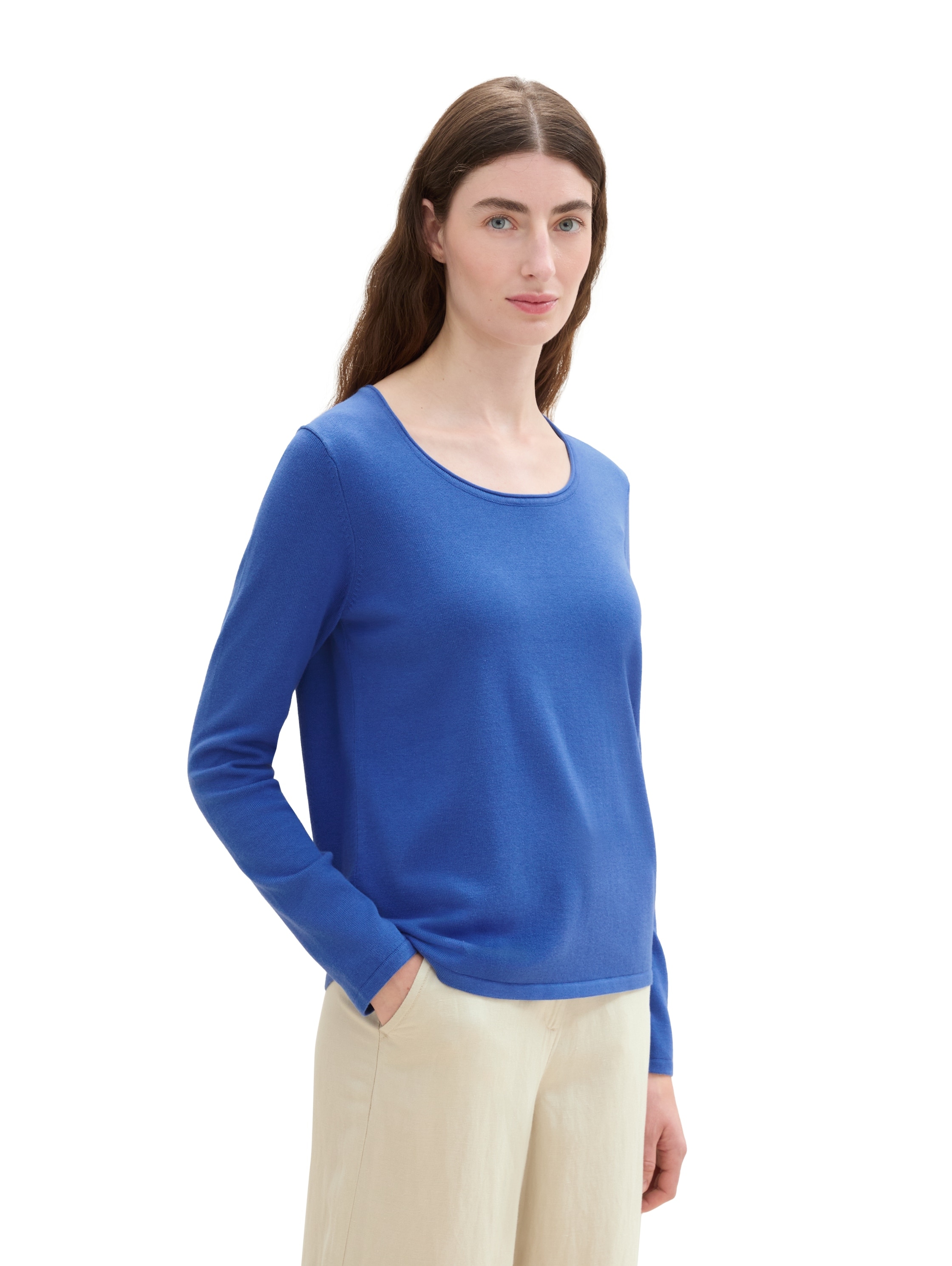 TOM TAILOR Strickpullover, aus Viskose mit Rundhalsausschnitt