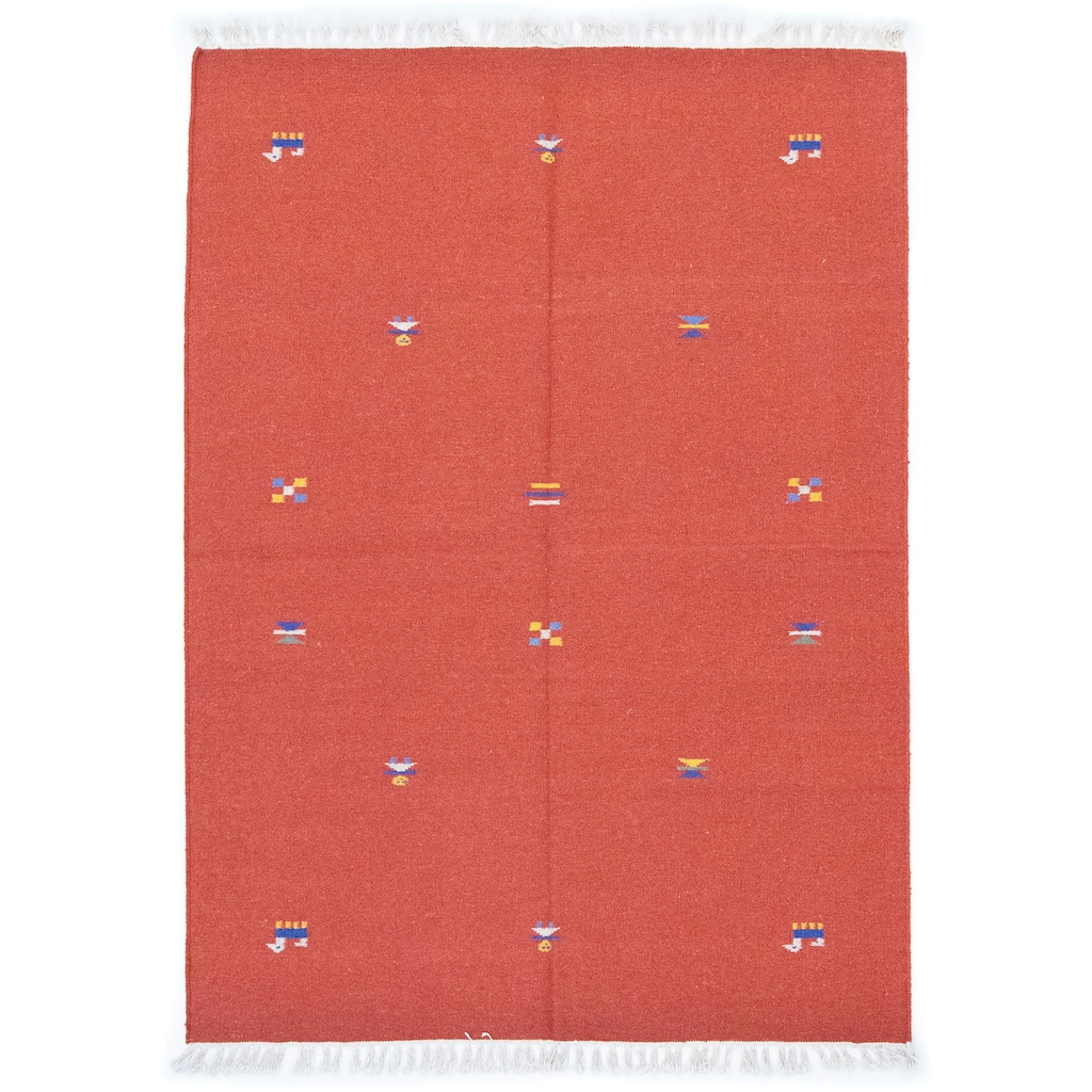 morgenland Wollteppich »Kelim Teppich handgewebt orange«, rechteckig