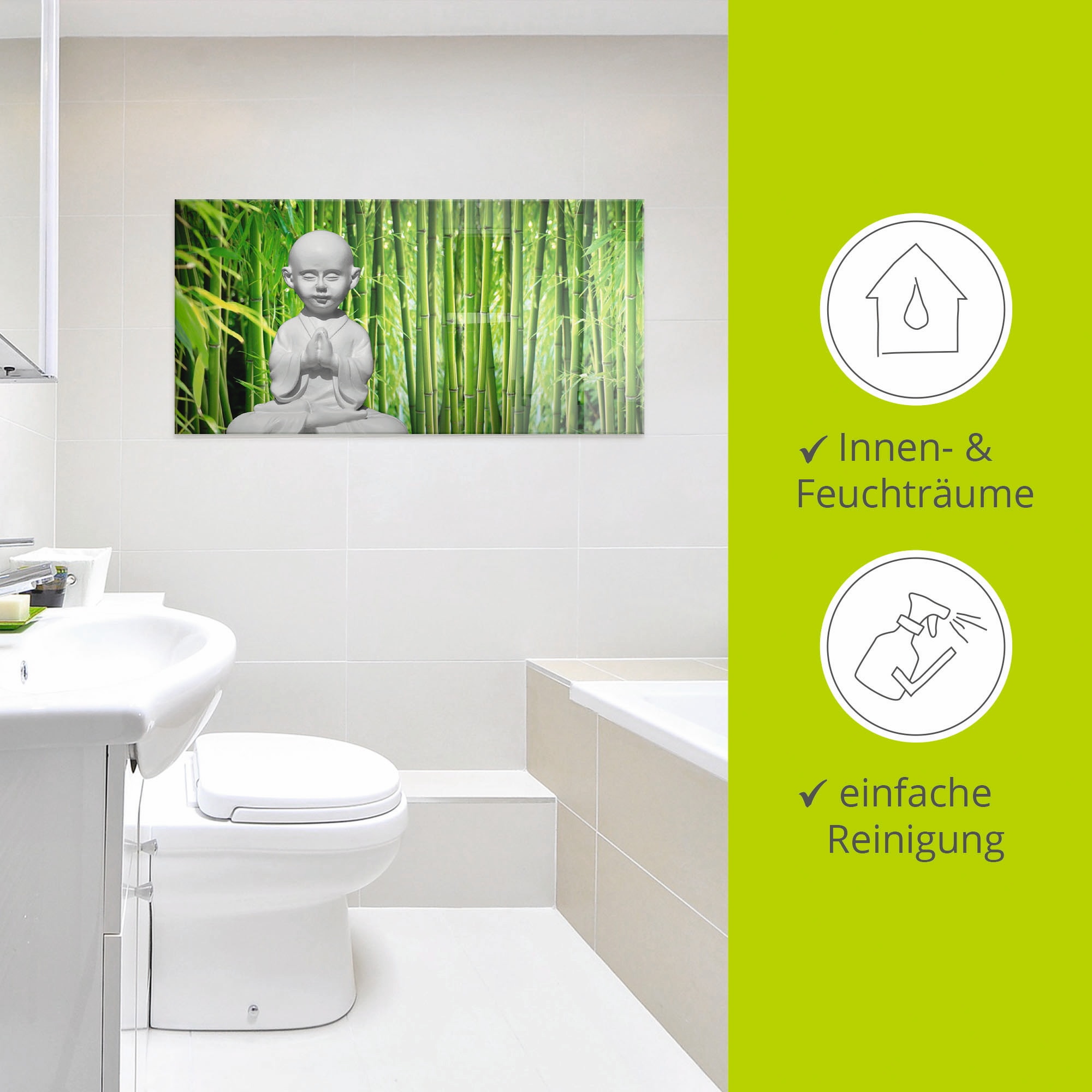 Artland Glasbild »Buddha mit Bambus«, Religion, (1 St.), in verschiedenen Grössen