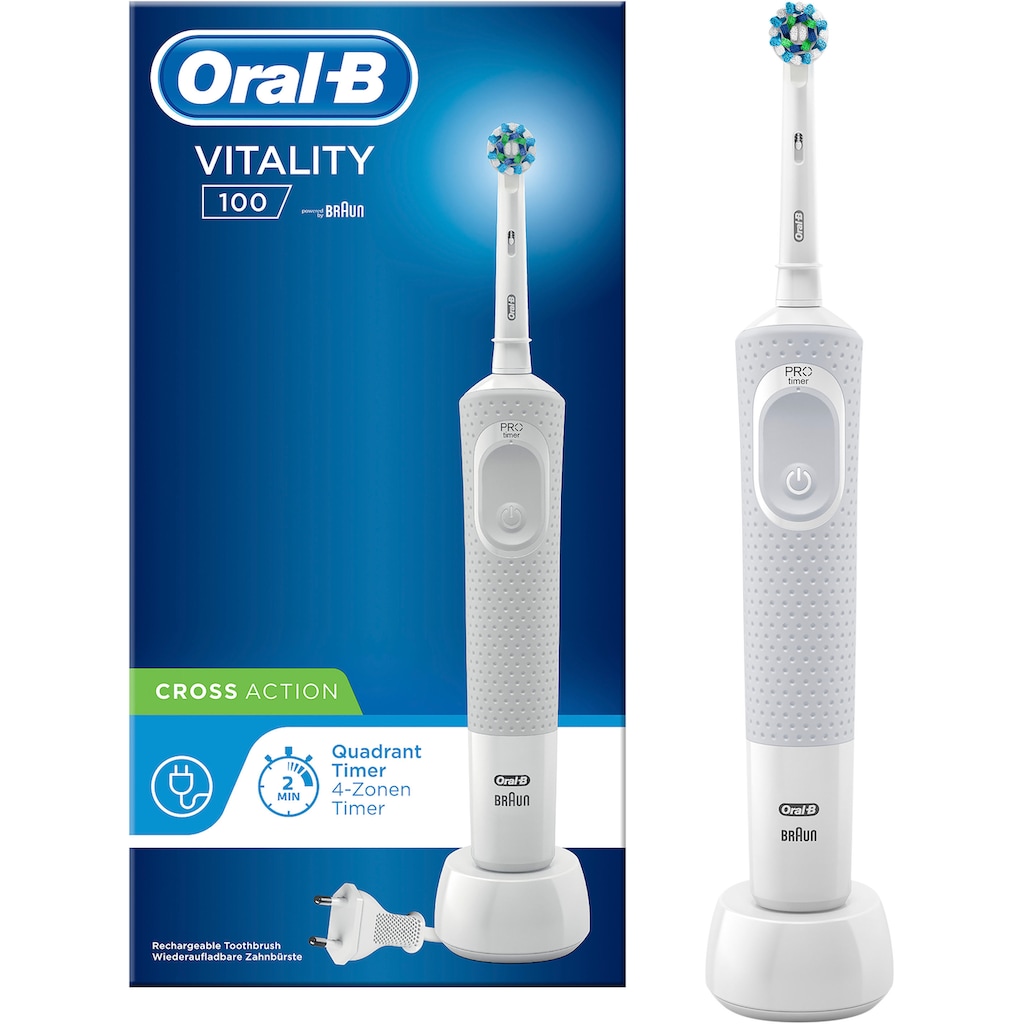 Oral-B Elektrische Zahnbürste »Vitality 100 CrossAction Weiss«, 1 St. Aufsteckbürsten