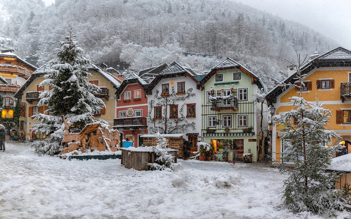 Fototapete »Dorf im Schnee«