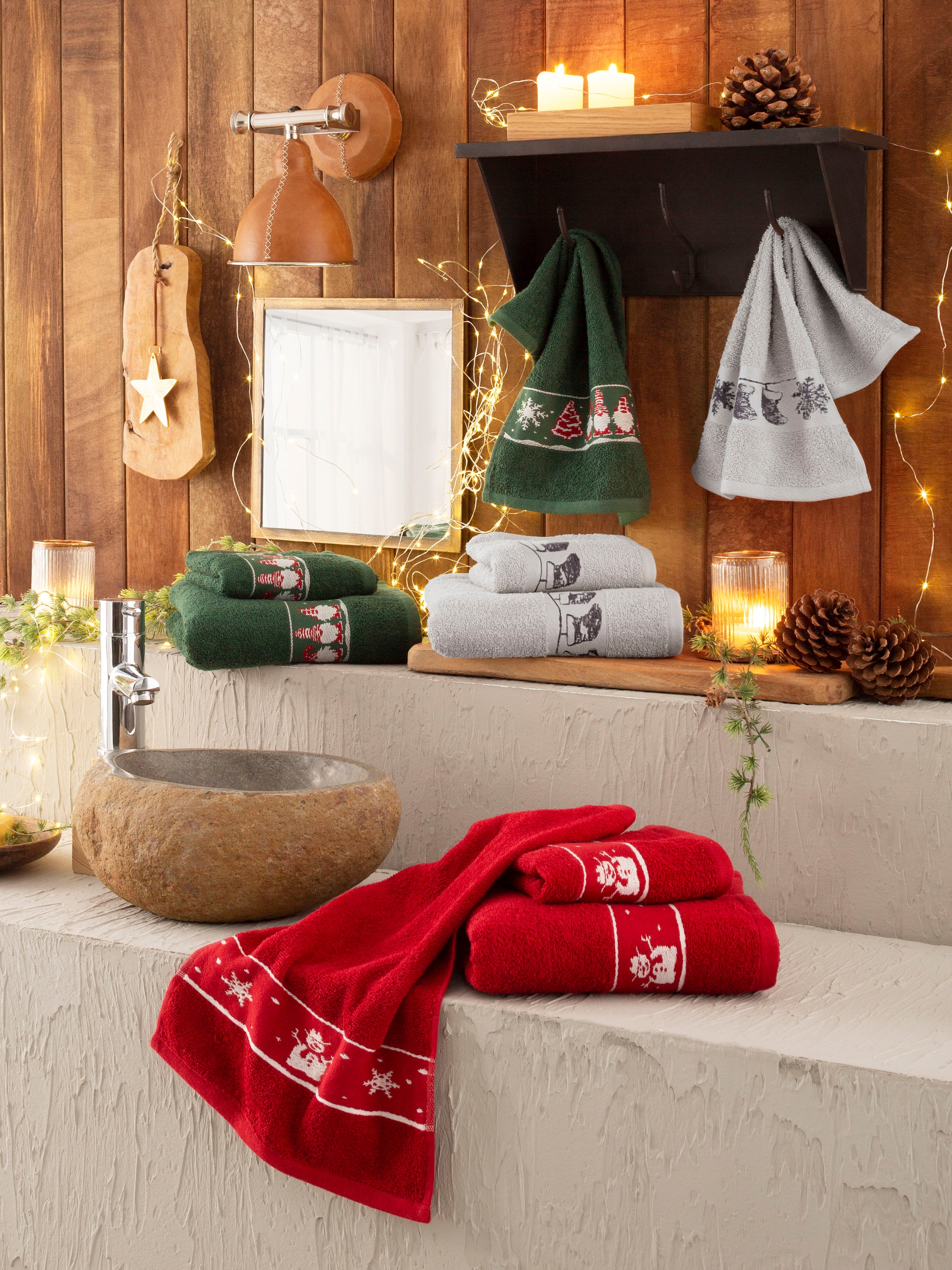 my home Handtuch Set »Weihnachten«, online kaufen Walkfrottee, mit Sternen 3 100% Handtuchset, Jelmoli-Versand Bordüre, & | Baumwolle Set, tlg., weihnachtliches