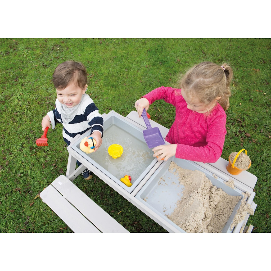 roba® Kindersitzgruppe »Picknick for 4 Outdoor Deluxe mit Spielwannen, Grau«