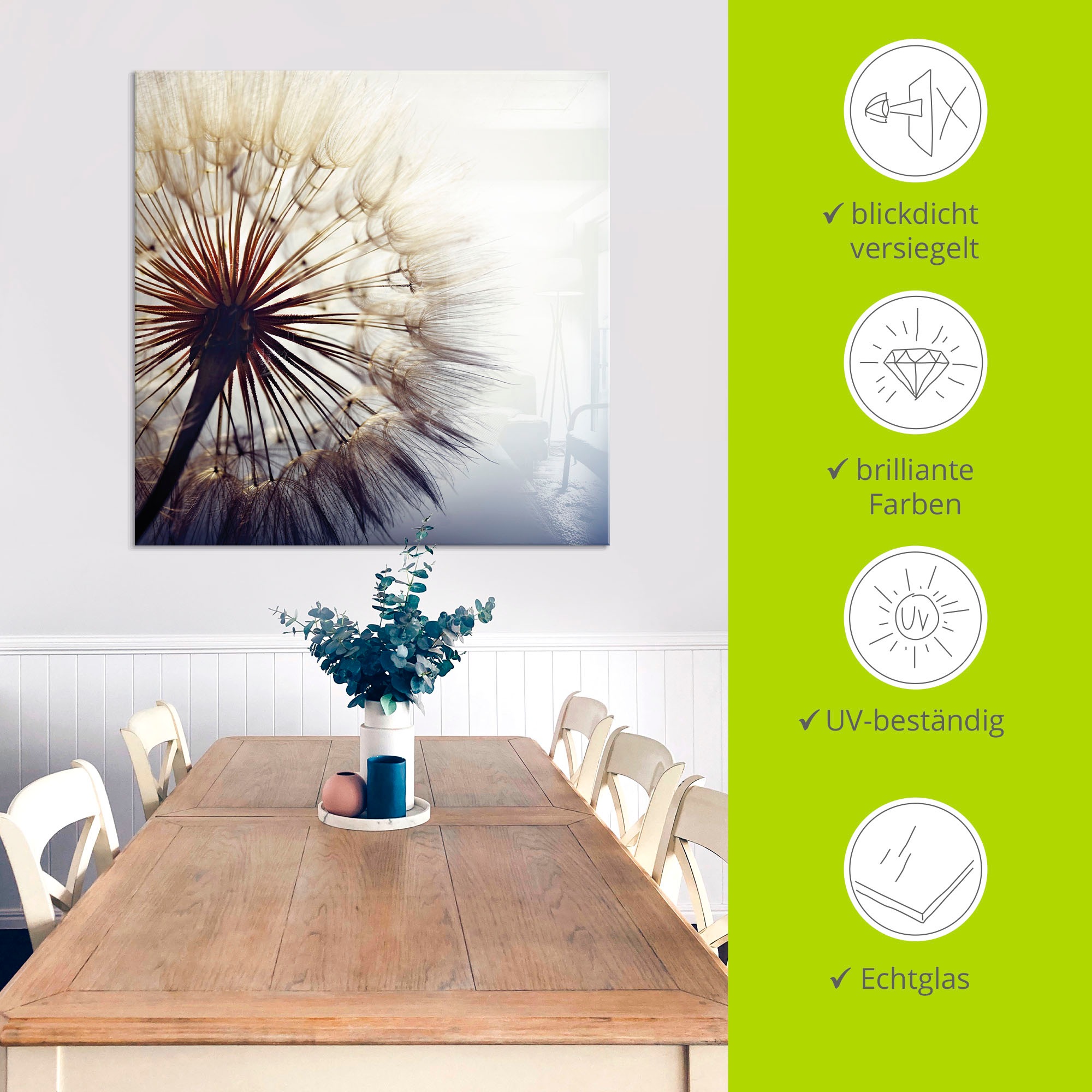 Artland Glasbild »Grosse Pusteblume«, Blumen, (1 St.), in verschiedenen Grössen