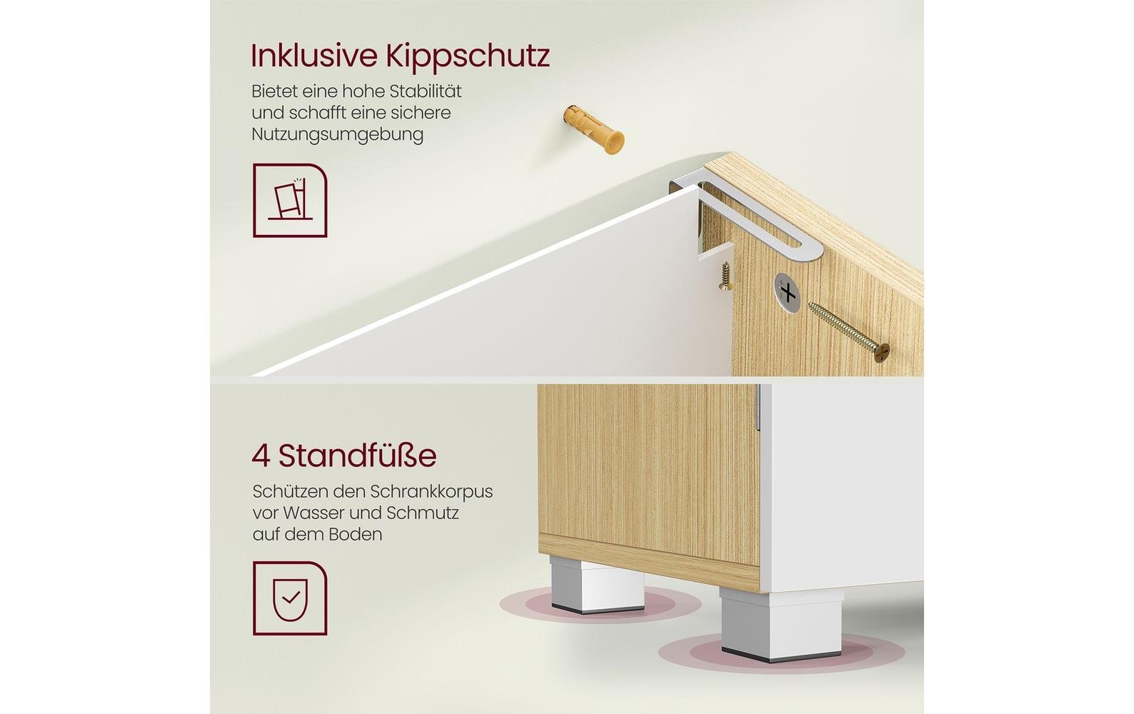 VASAGLE Badregal »64 x 70 cm Braun/Weiss«