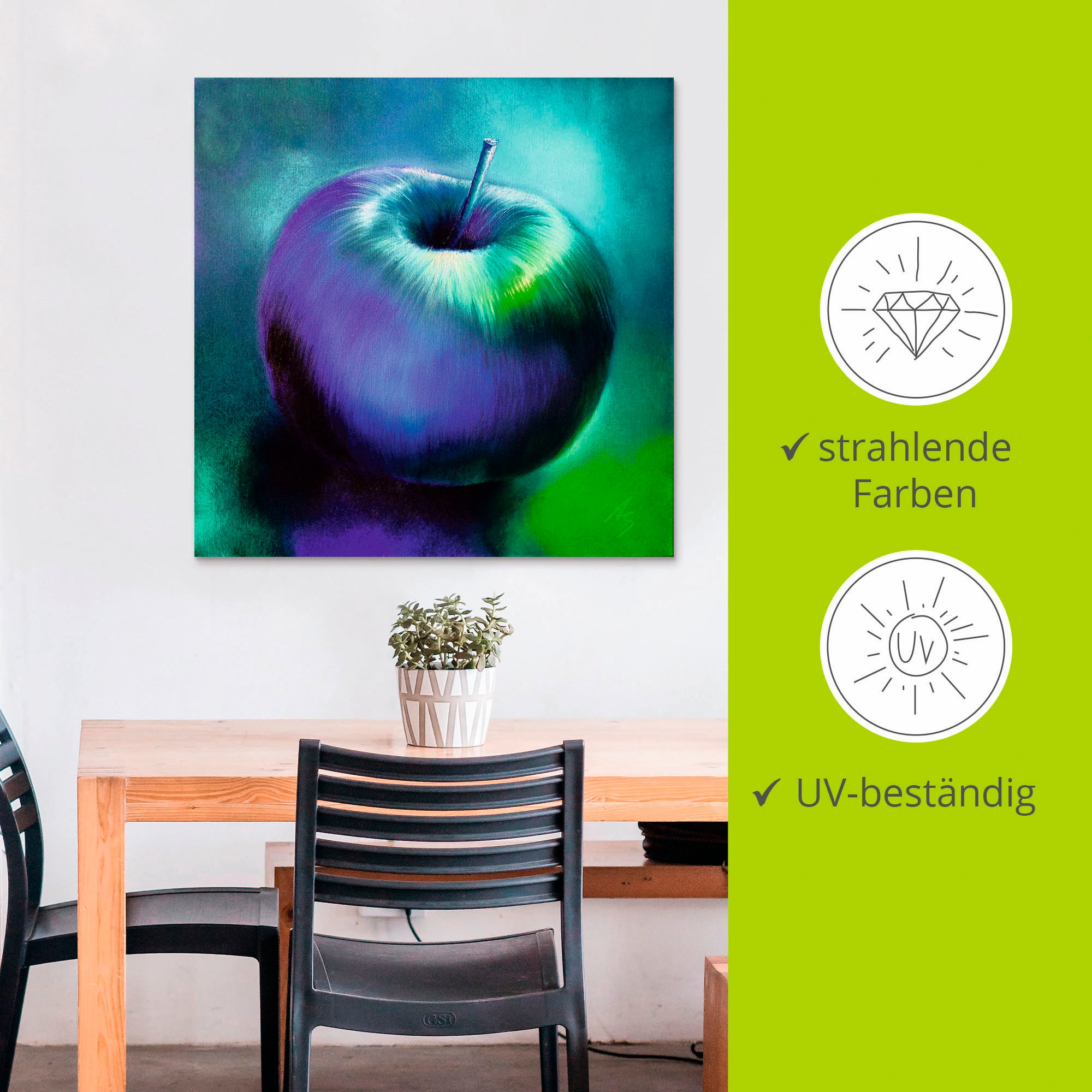 Artland Alu-Dibond-Druck »Der blaue Apfel«, Arrangements, (1 St.), für Innen- und Aussenbereich geeignet, Outdoorbild