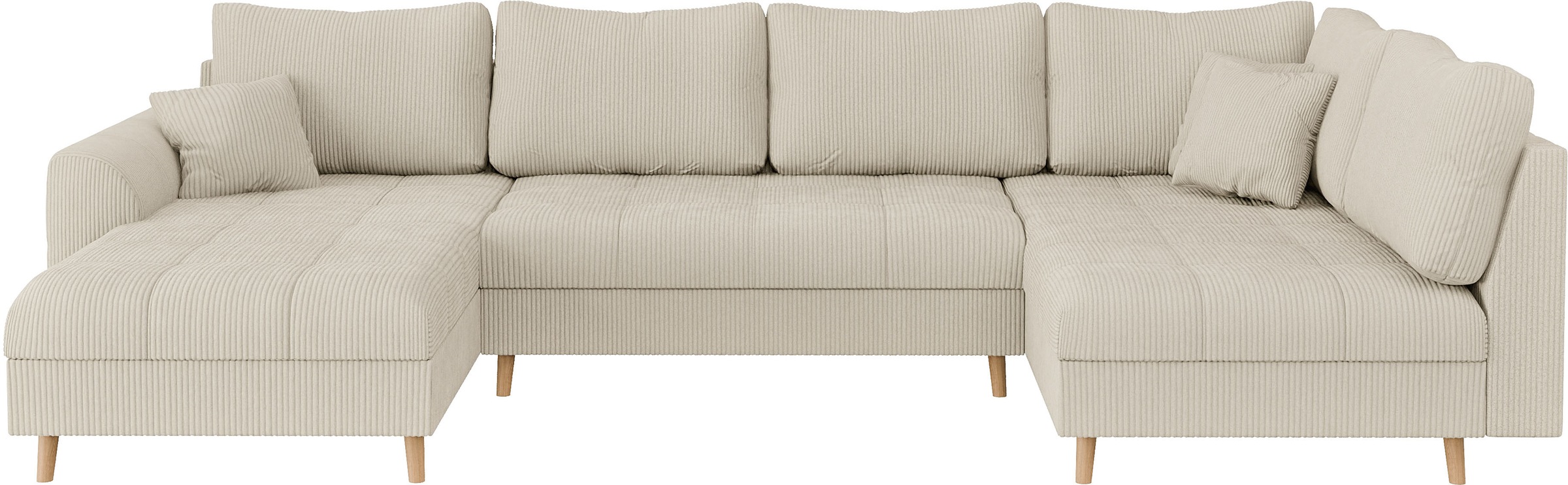 Home affaire Wohnlandschaft »CHARRE U-Form mit Ottomane, Masse B/T/H: 310/161/81 cm«, feine Steppung, lose Rücken- und Zierkissen, auch in Cord und Bouclé