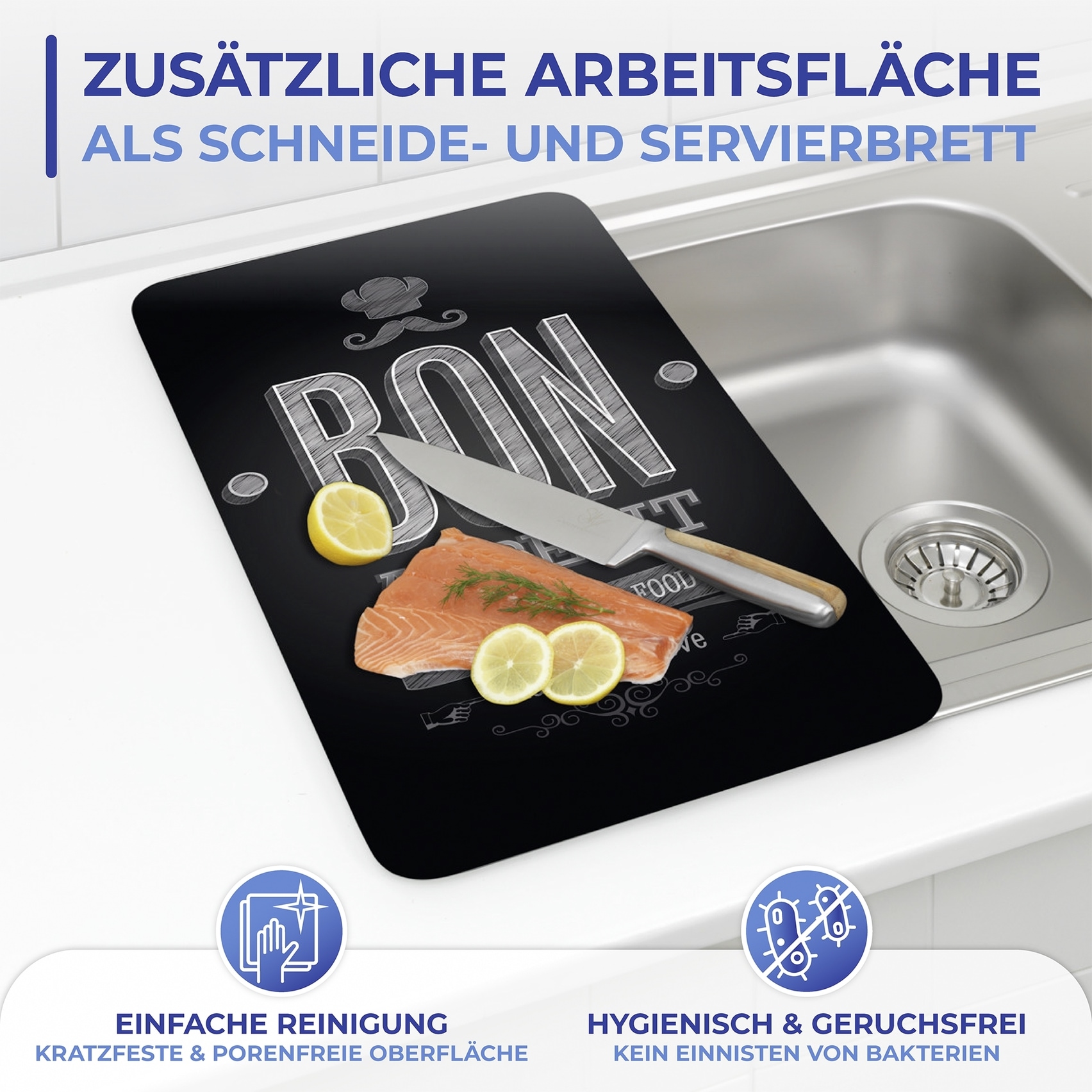 Maximex Herd-Abdeckplatte »Universal Modell Bon Appetit«, (Set, 2 tlg.), Herdabdeckung für alle Herdarten, kratzfest, mit rutschfesten Füssen