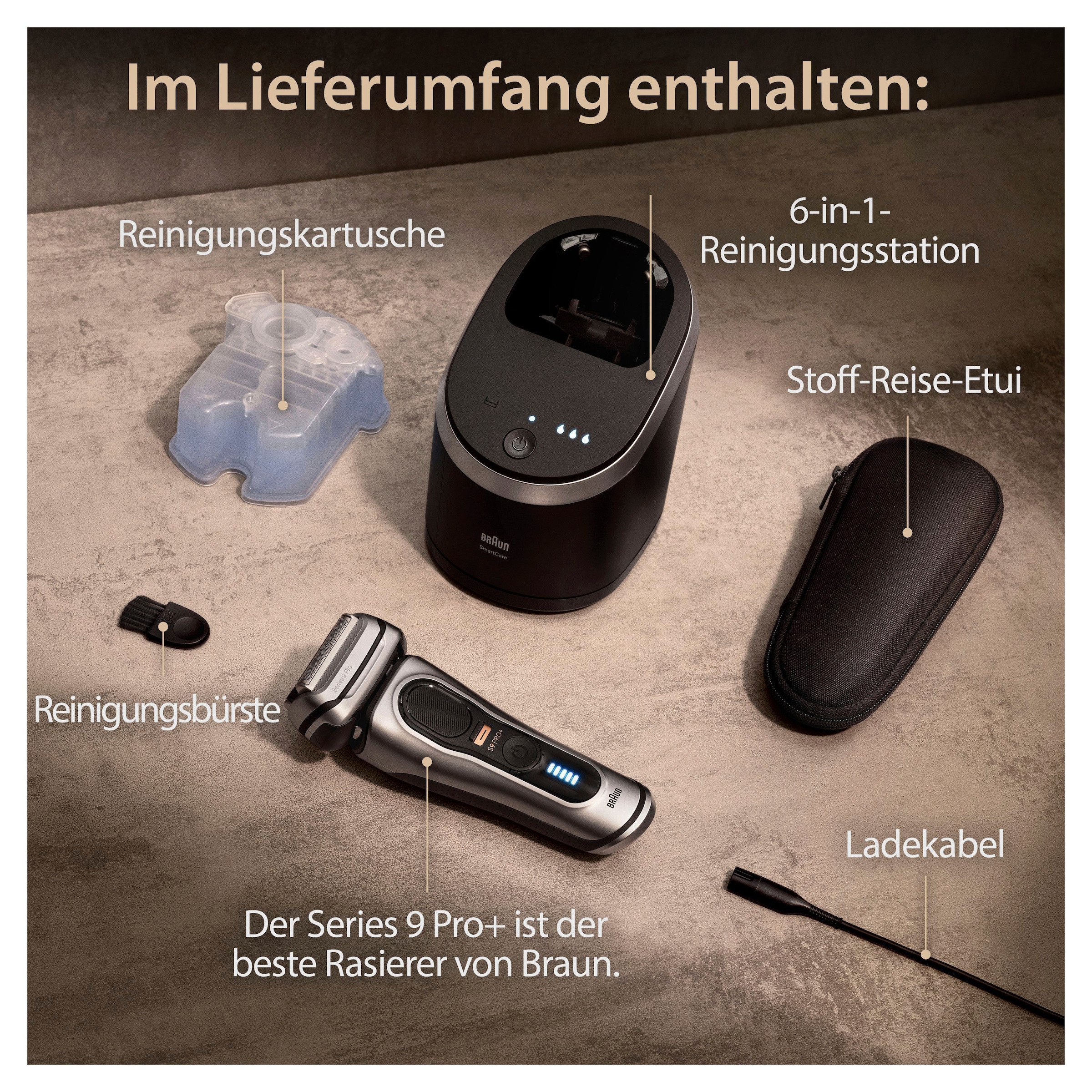 Braun Elektrorasierer »Series 9 Pro+ 9567cc«, Reinigungsstation, Precision ProTrimmer