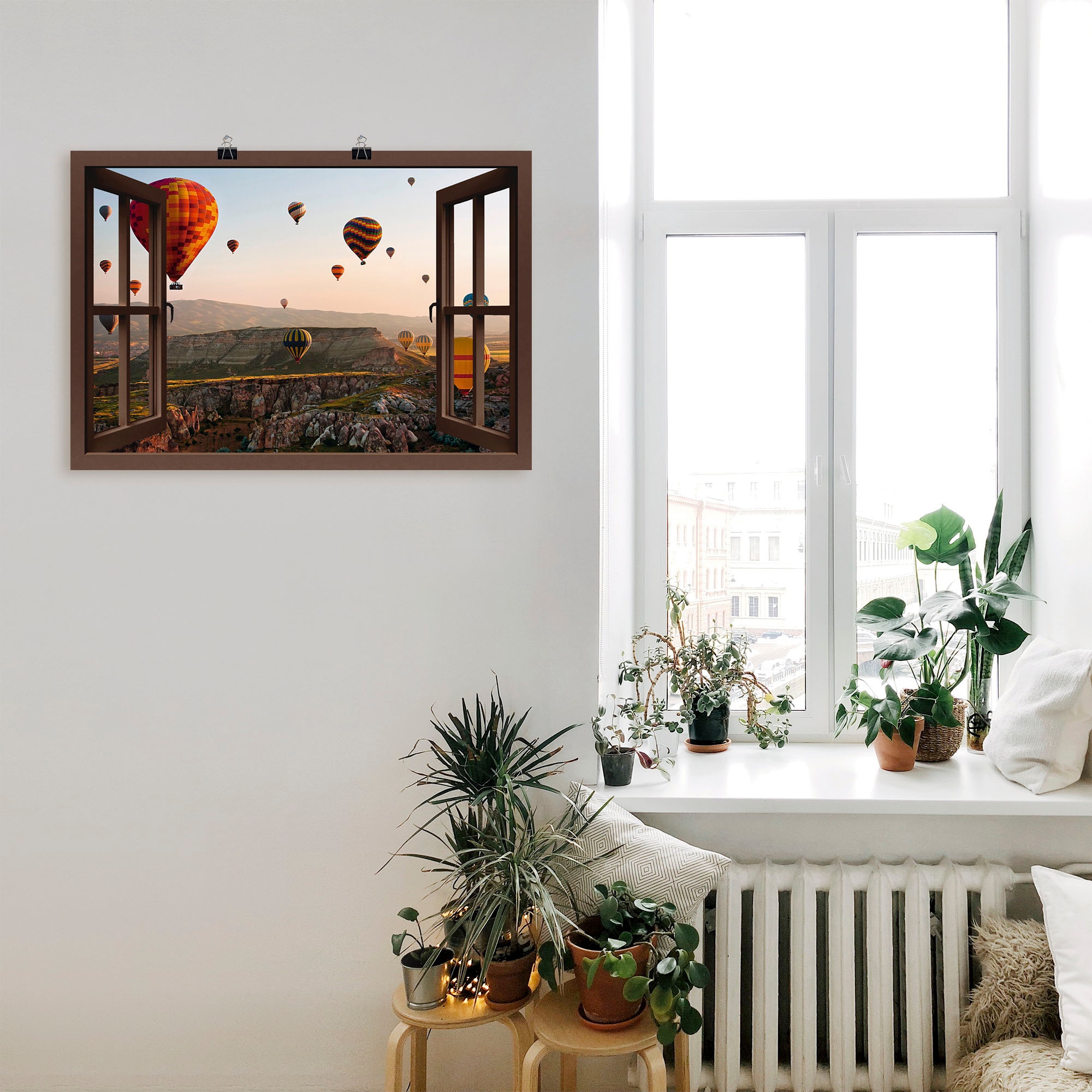 Artland Wandbild »Fensterblick Kappadokien Ballonfahrt«, Ballonfahren, (1 St.), als Leinwandbild, Poster, Wandaufkleber in verschied. Grössen