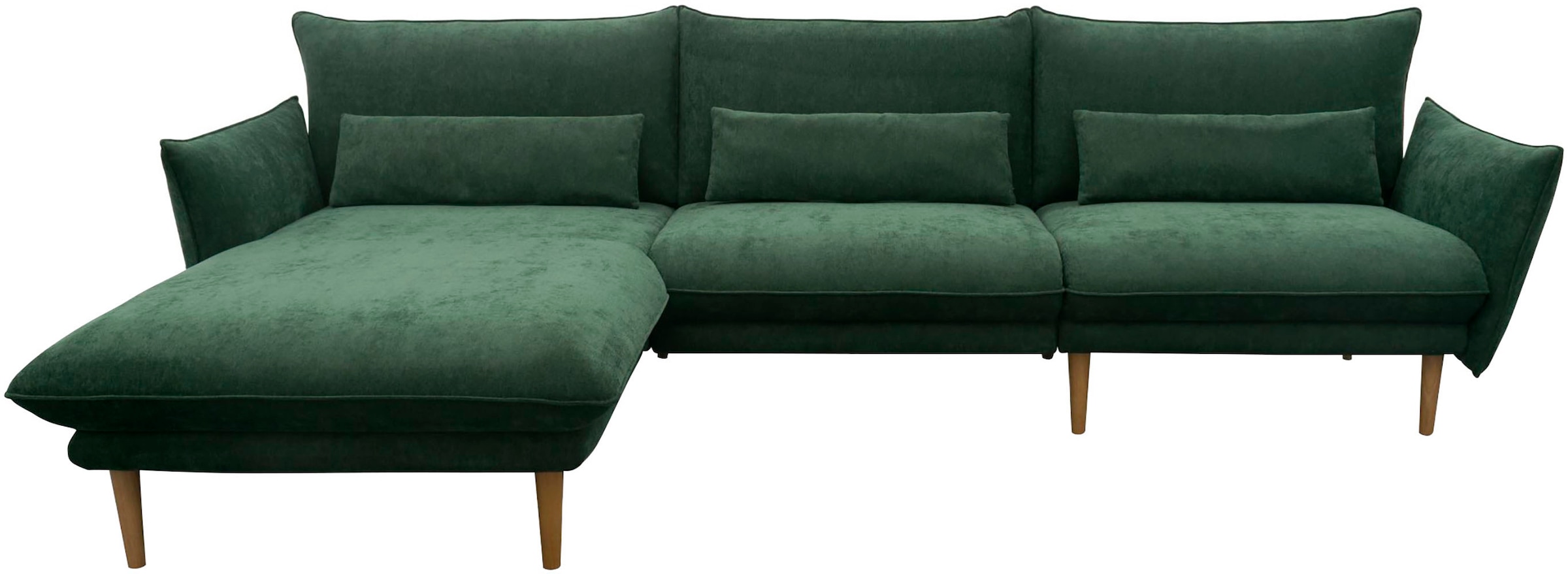 DOMO collection Ecksofa »Leuven modern mit schmalen Armlehnen, Breite 282 cm, L-Form«, angenehm feste Polsterung, bodenfrei, 19 cm hohe Holzfüsse
