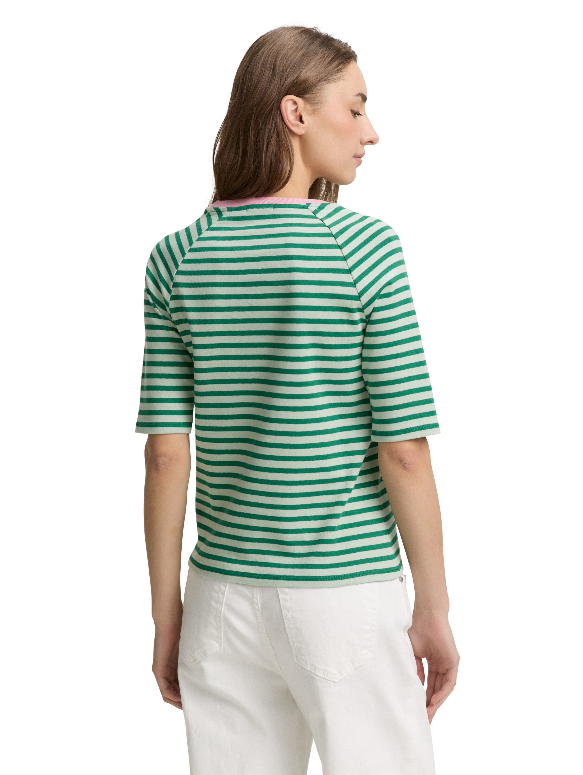 TOM TAILOR Denim Rundhalsshirt, mit Streifen-Muster