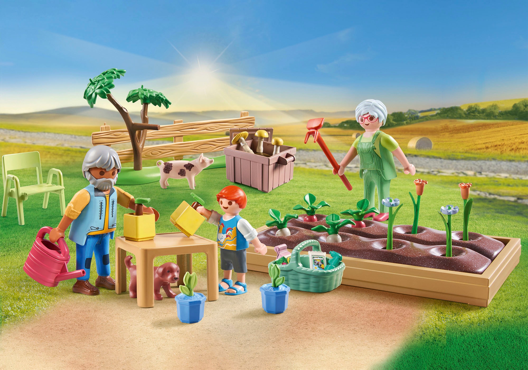 Playmobil® Konstruktions-Spielset »Idyllischer Gemüsegarten bei den Grosseltern (71443), Country«, (69 St.), teilweise aus recyceltem Material; Made in Europe