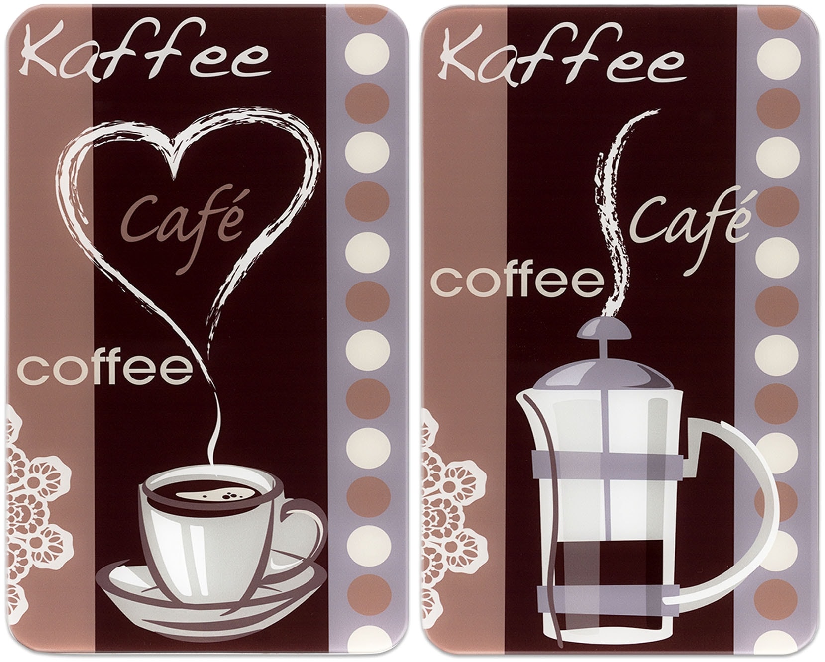 Maximex Herd-Abdeckplatte »Universal Modell Kaffeeduft«, (Set, 2 tlg.), Herdabdeckung für alle Herdarten, kratzfest, mit rutschfesten Füssen