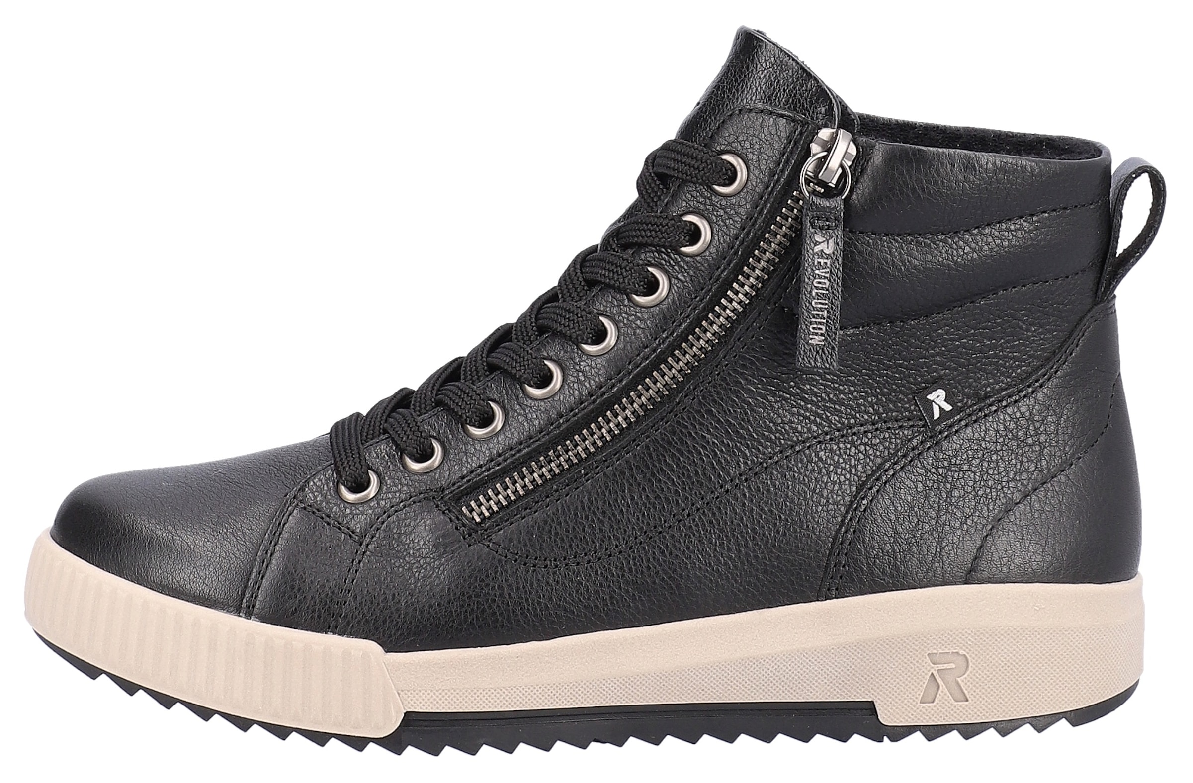 RIEKER Sport Schnürboots, Stiefelette, High Top Sneaker, Freizeitboots mit Reissverschluss
