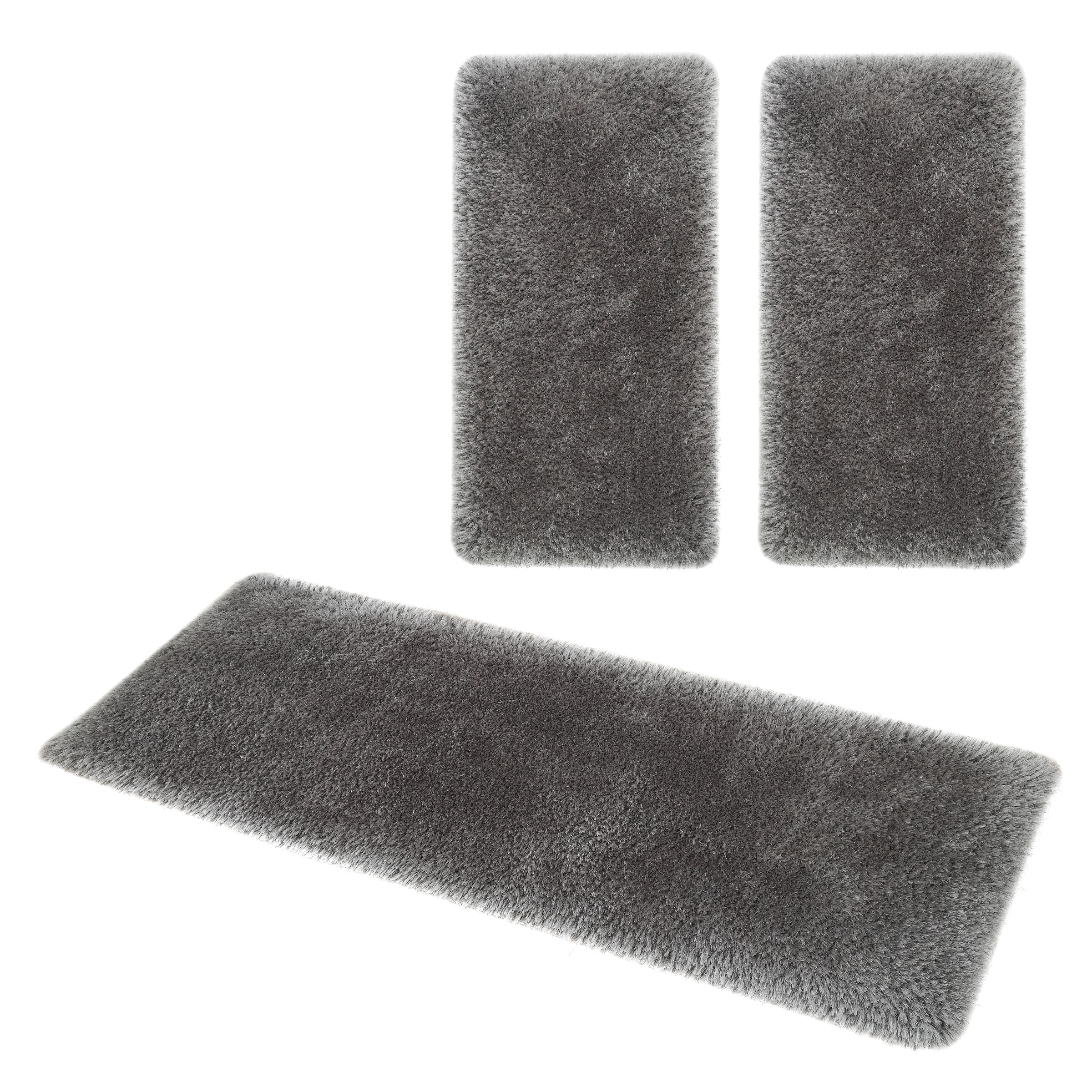 OTTO home Bettumrandung "Micro exclusiv Teppich, sehr hoher Flor, weich durch Mikrofaser" Höhe 78 mm 3 tlg. Bettvorleger, Läufer-Set, weich, unifarben, Microfaser, Schlafzimmer