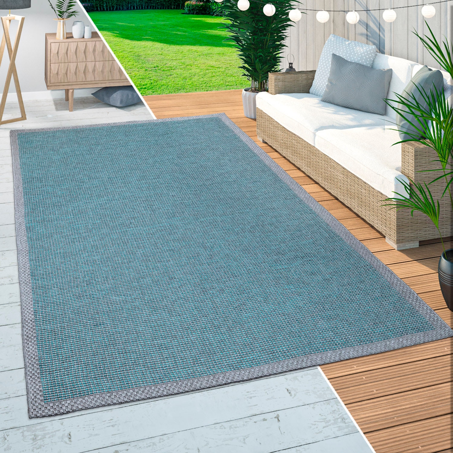 Paco Home Teppich »Quebec Bordüre, 135«, kaufen | mit Flachgewebe, online geeignet In- Outdoor rechteckig, und meliert, Jelmoli-Versand