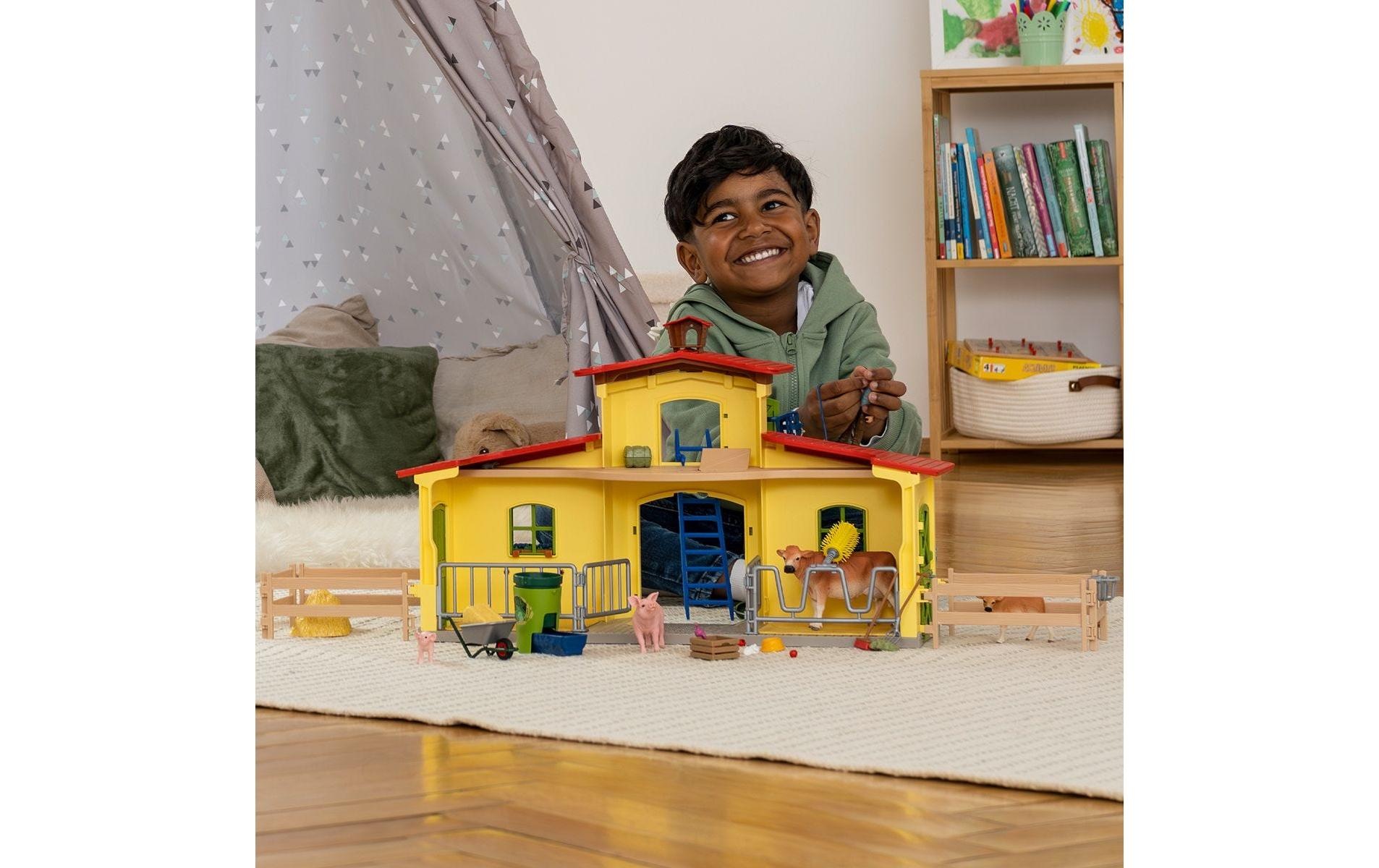 Schleich® Spielfigur »Farm World Stall mit Tieren und Zubehör«