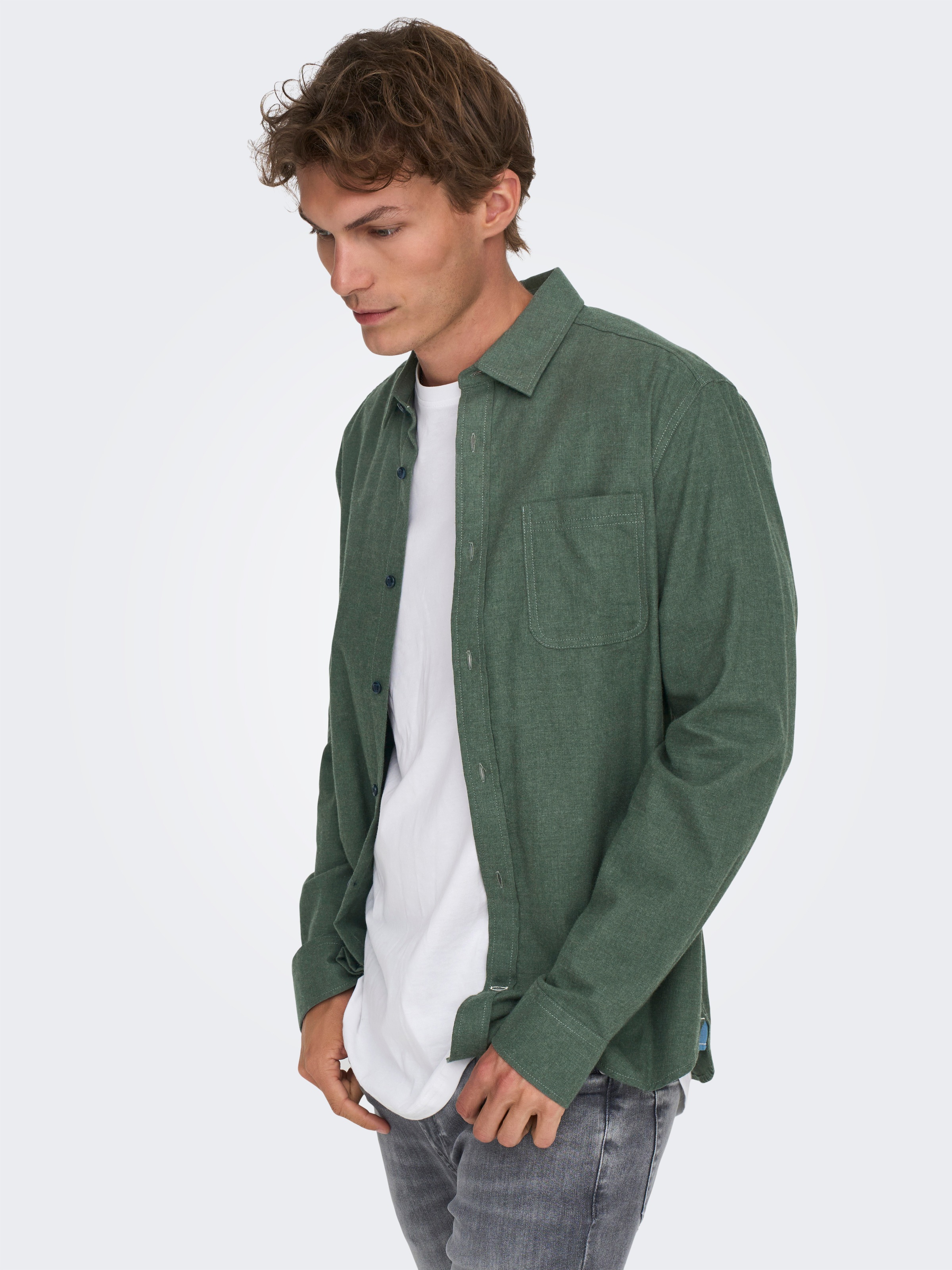ONLY & SONS Langarmhemd »ONSROAD LIFE REG MELANGE LS SHIRT NOOS«