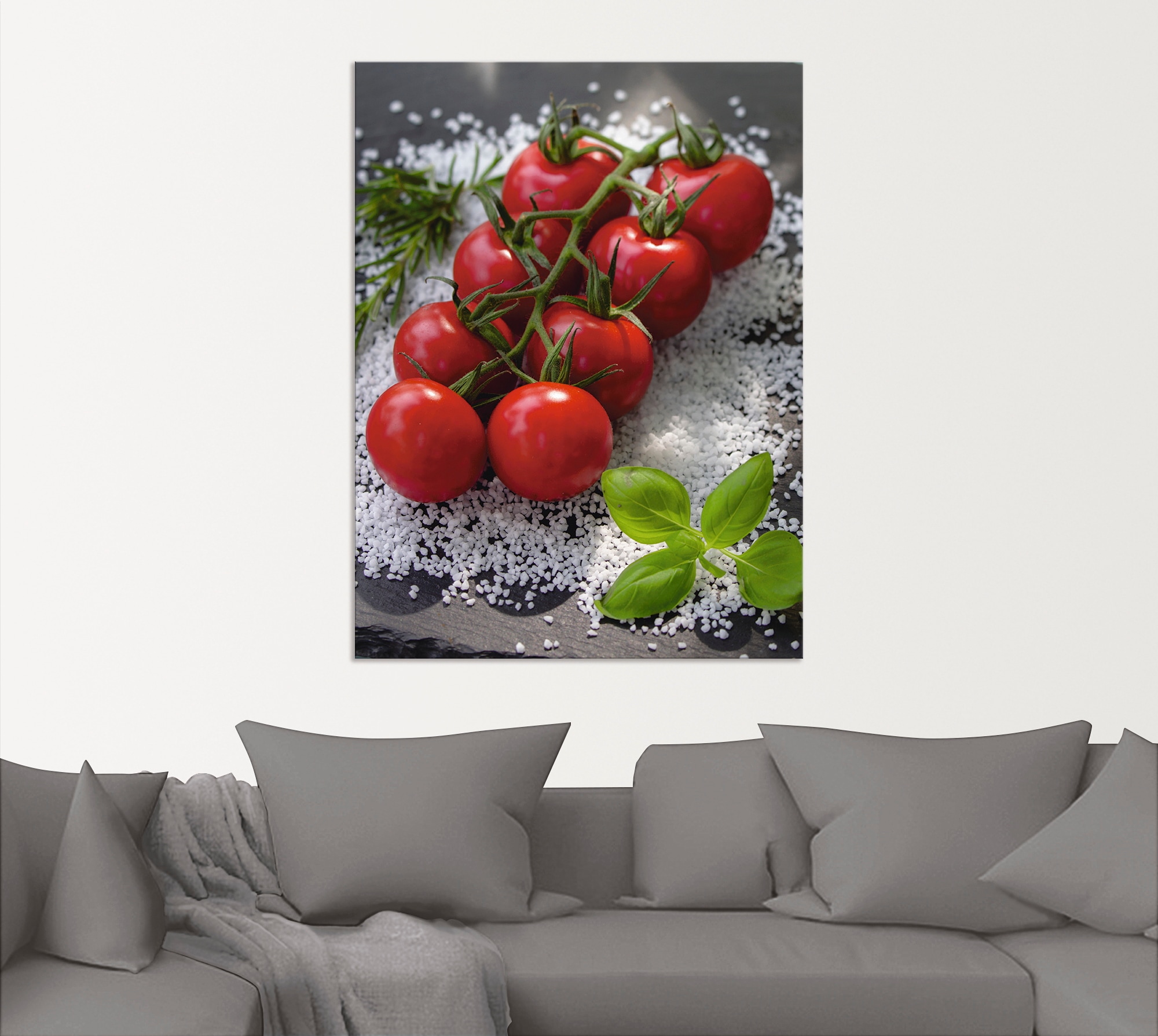 Artland Wandbild »Tomaten Rispe auf Salz«, Lebensmittel, (1 St.), als Alubild, Outdoorbild, Poster in verschied. Grössen