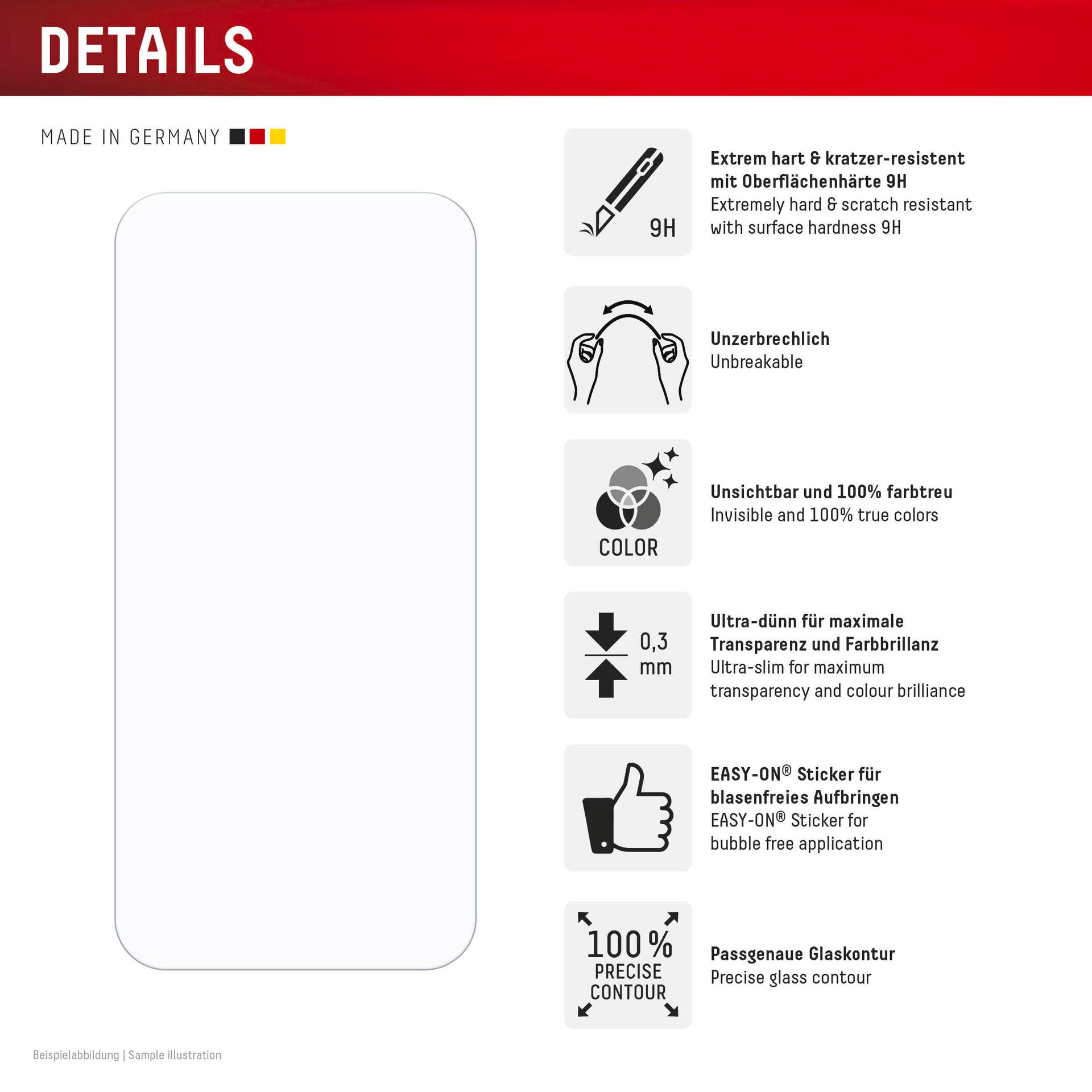 Displex Displayschutzglas »Smart Glass Screen Protection«, für Apple iPhone 15-Apple iPhone 15 Pro-Apple iPhone 16, Displayschutzfolie, Schutzfolie, Bildschirmschutz, kratz- & stossfest