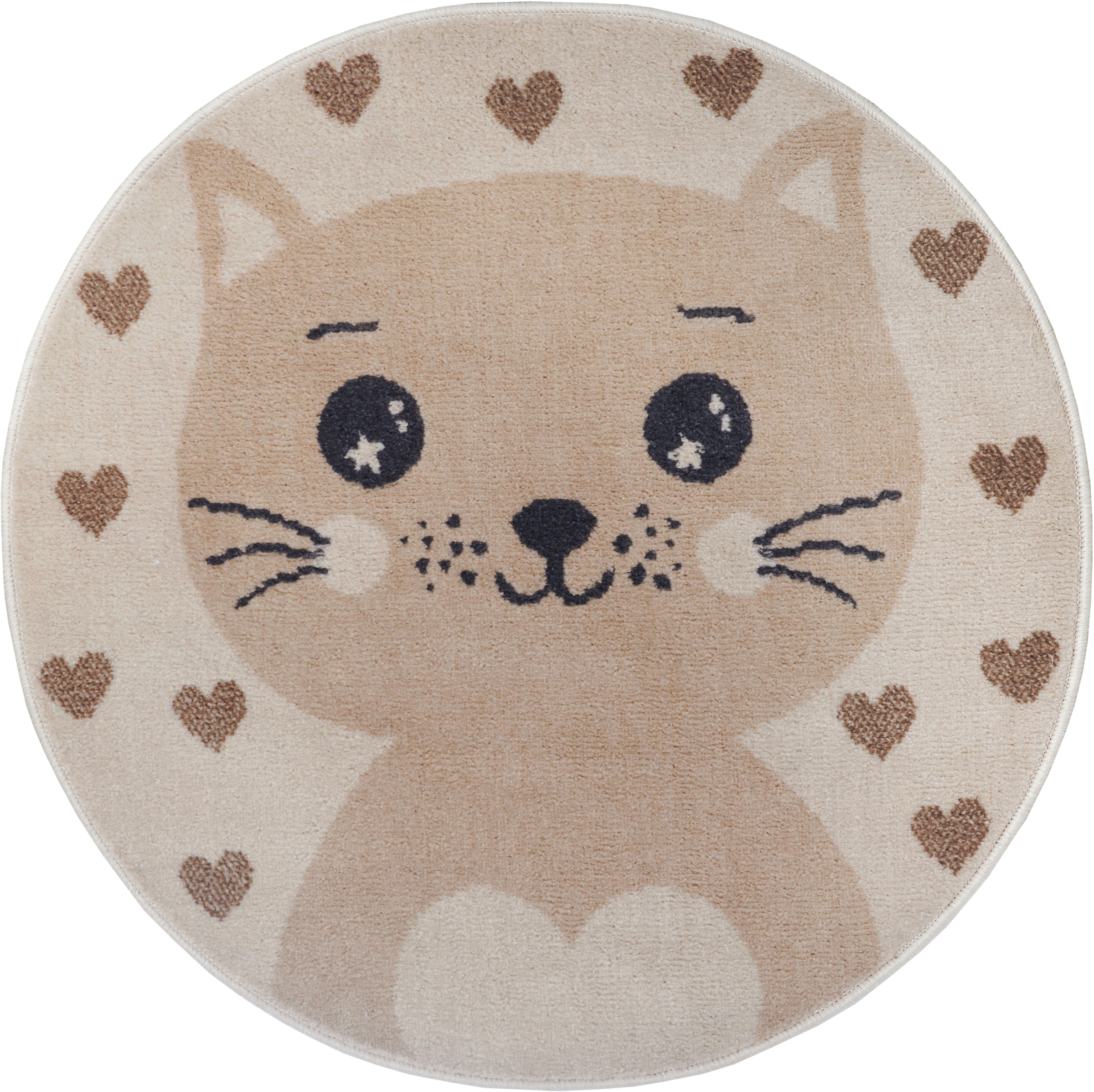 HANSE Home Kinderteppich »Adventures Cat«, rund, 8 mm Höhe, Spielteppich, fest, Kinderzimmer, Kurzflor, Spielunterlage