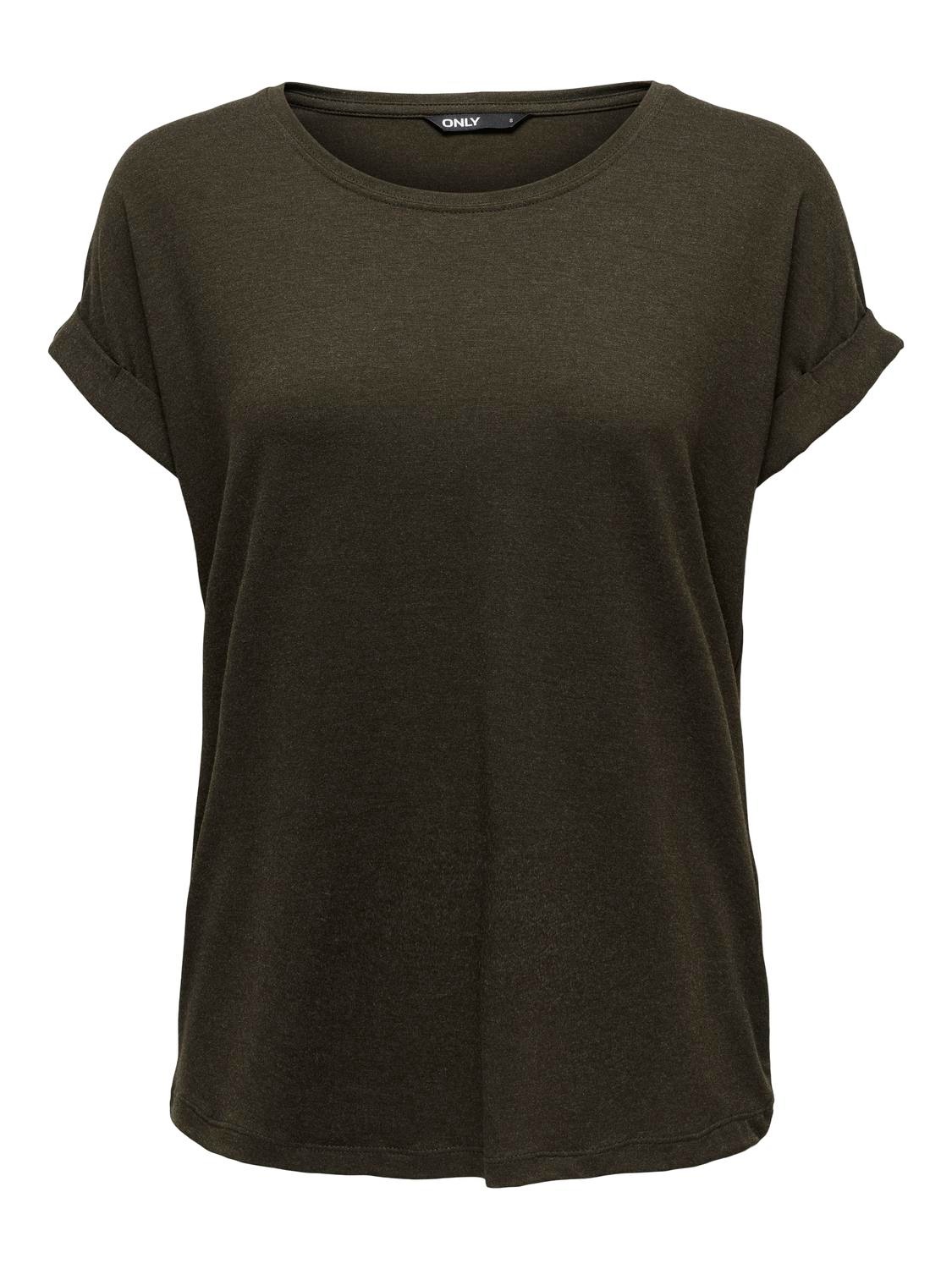 ONLY T-Shirt »ONLMOSTER – Kurzarmshirt mit Aufschlag und klassischem Look«, unifarben, casual, regular fit, Viskosemischung, Rundhals