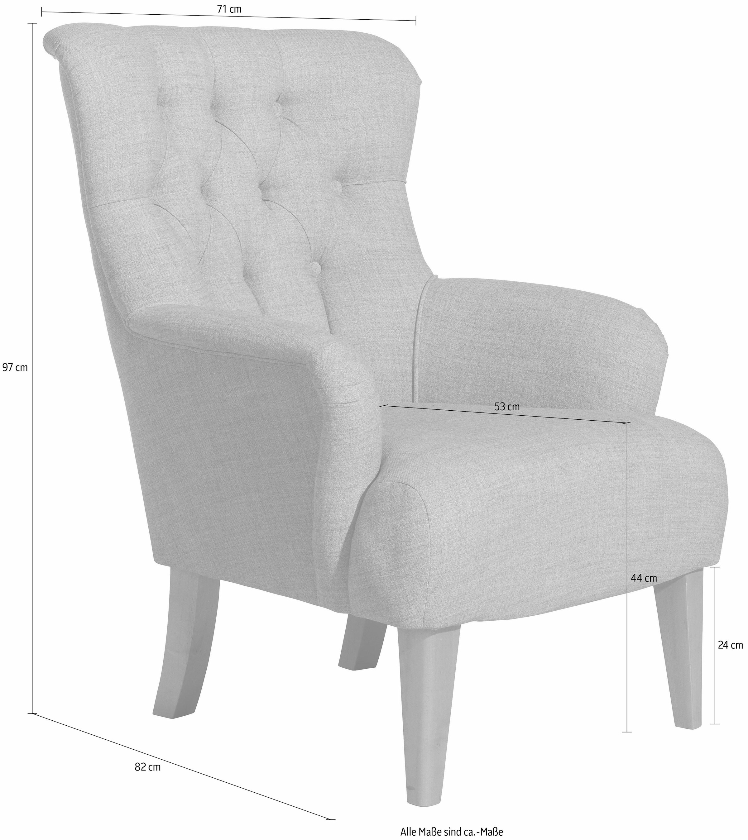 Max Winzer® Sessel »Bradley, Ohrensessel«, im Chesterfield Stil, mit Rautenheftung im Rücken, Hochlehner