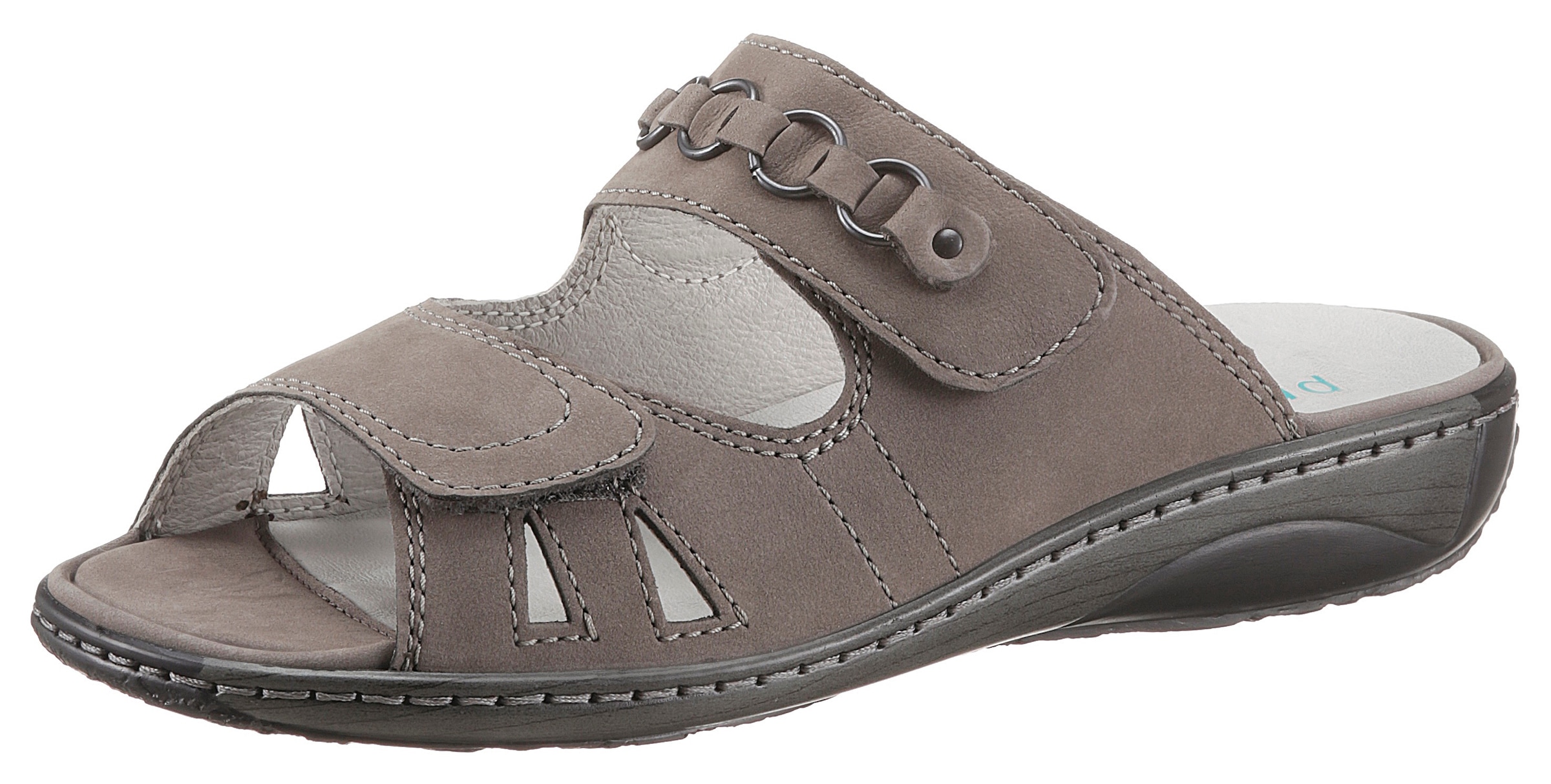 Waldläufer Pantolette »GARDA«, Keilabsatz, Sommerschuh, Schlappen mit Schmuckapplikation, Weite G