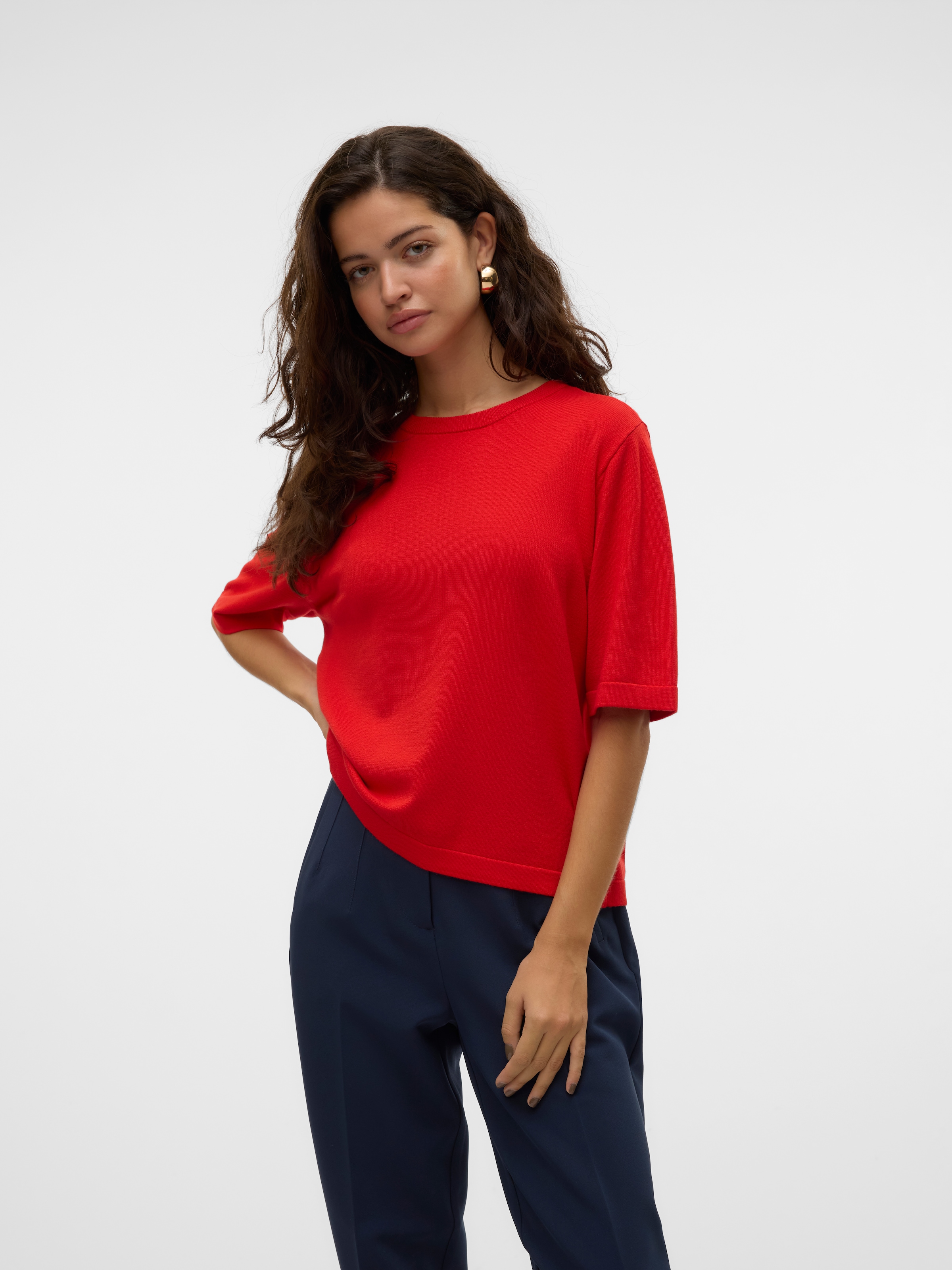 Vero Moda Kurzarmpullover »VMSILJE 2/4 O-NCK OVERSIZE PULL GA NOOS«