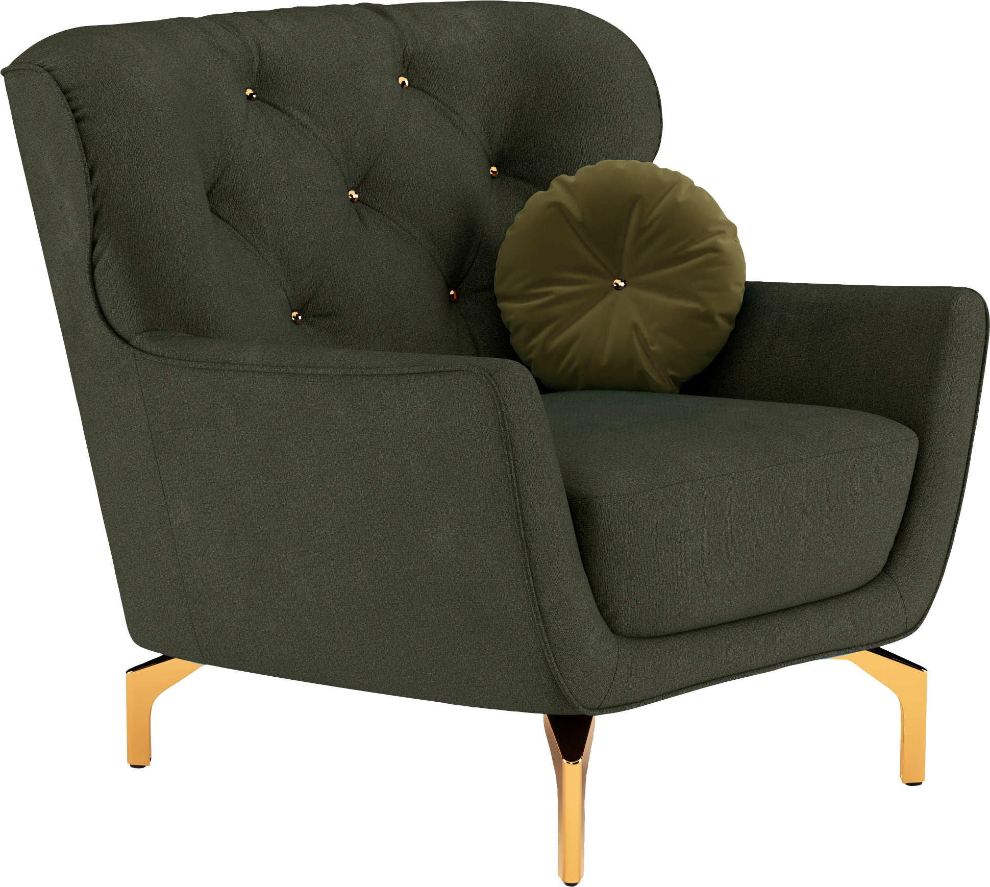 sit&more Sessel »Orient 3«, inkl. 1 Zierkissen mit Strass-Stein, goldfarbene Metallfüsse