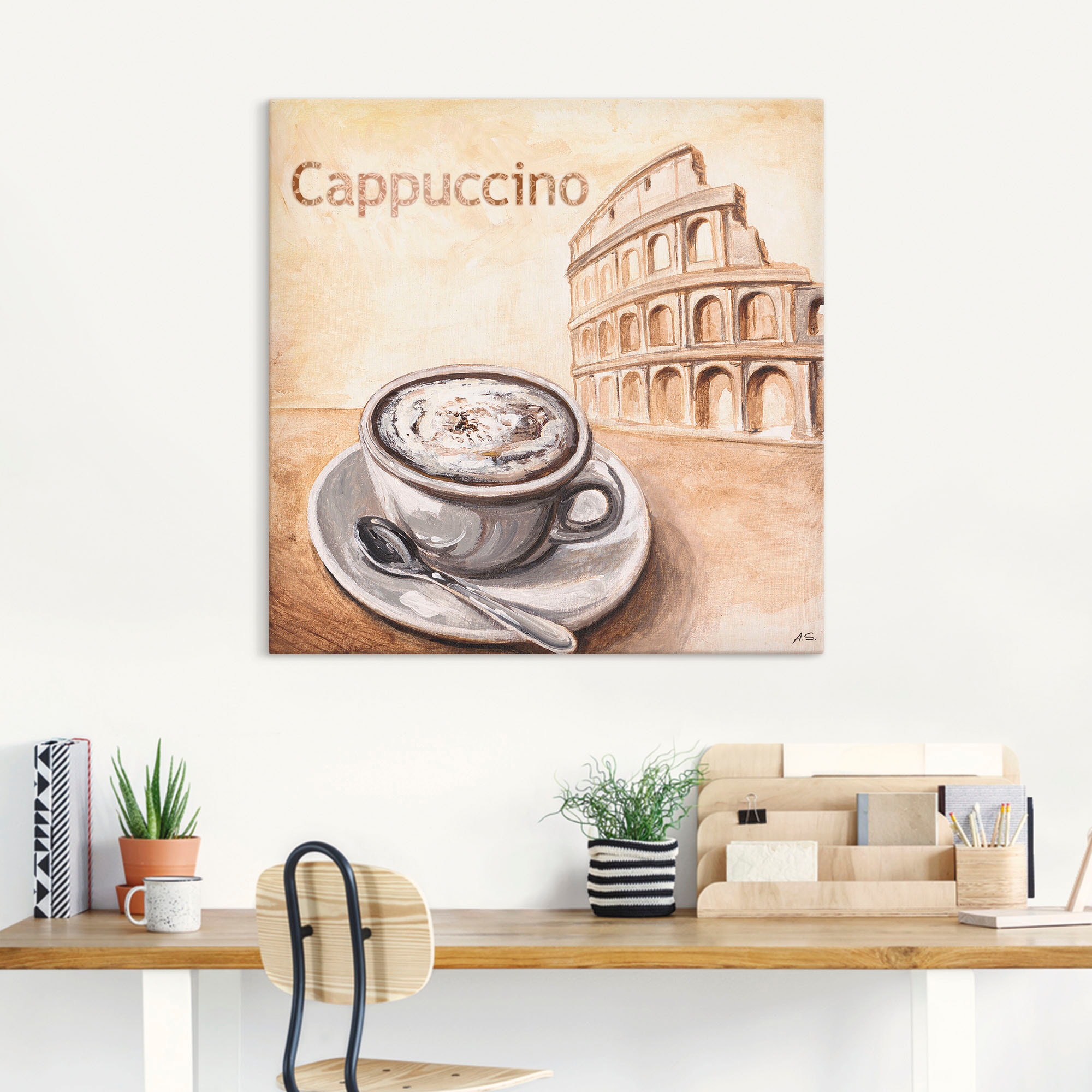 Artland Wandbild »Cappuccino in Rom«, Kaffee Bilder, (1 St.), als Leinwandbild in verschied. Grössen