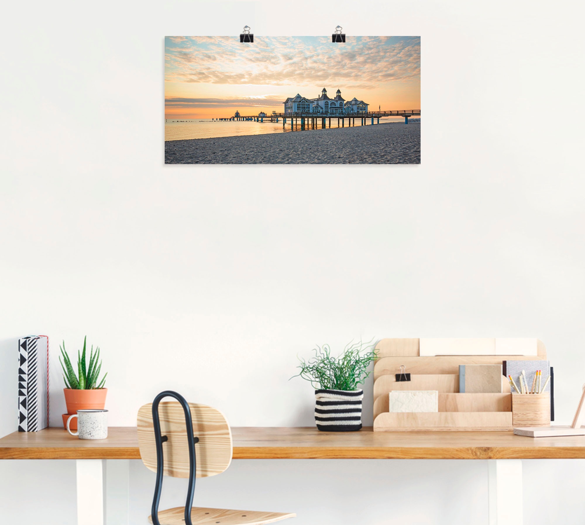 Artland Wandbild »Seebrücke Sellin bei Sonnenaufgang«, Strand, (1 St.), als Leinwandbild, Poster, Wandaufkleber in verschied. Grössen