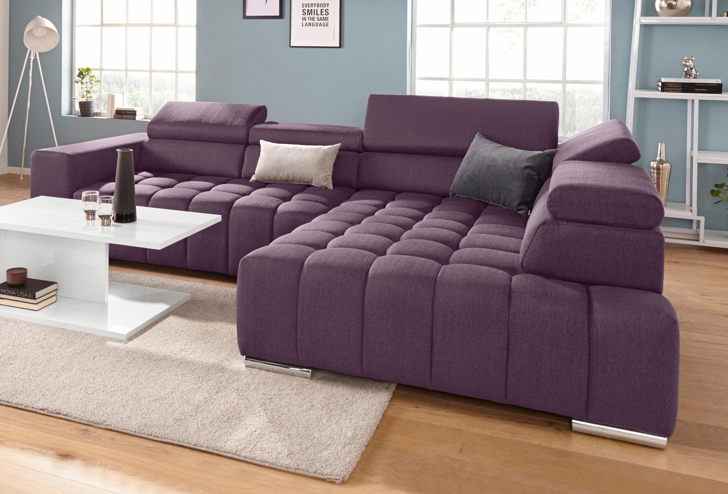 exxpo - sofa fashion Ecksofa Elias, L-Form, mit Kopf- bzw. Rückenverstellung, wahlweise mit Bettfunktion