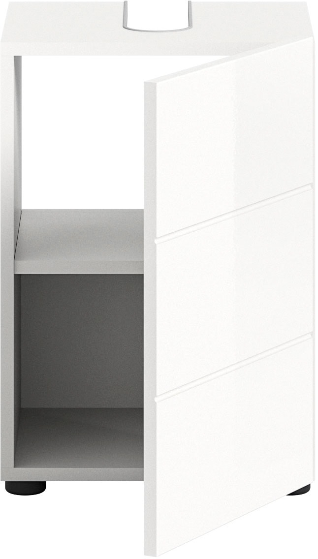 welltime Waschbeckenunterschrank »BIEL, TOPSELLER!, Breite 38 cm, 1 Tür, 1 Boden, mit Siphonausschnitt«, (1 St.), Badmöbel, Badschrank, Schrank, Unterschrank, Bad, Badezimmer