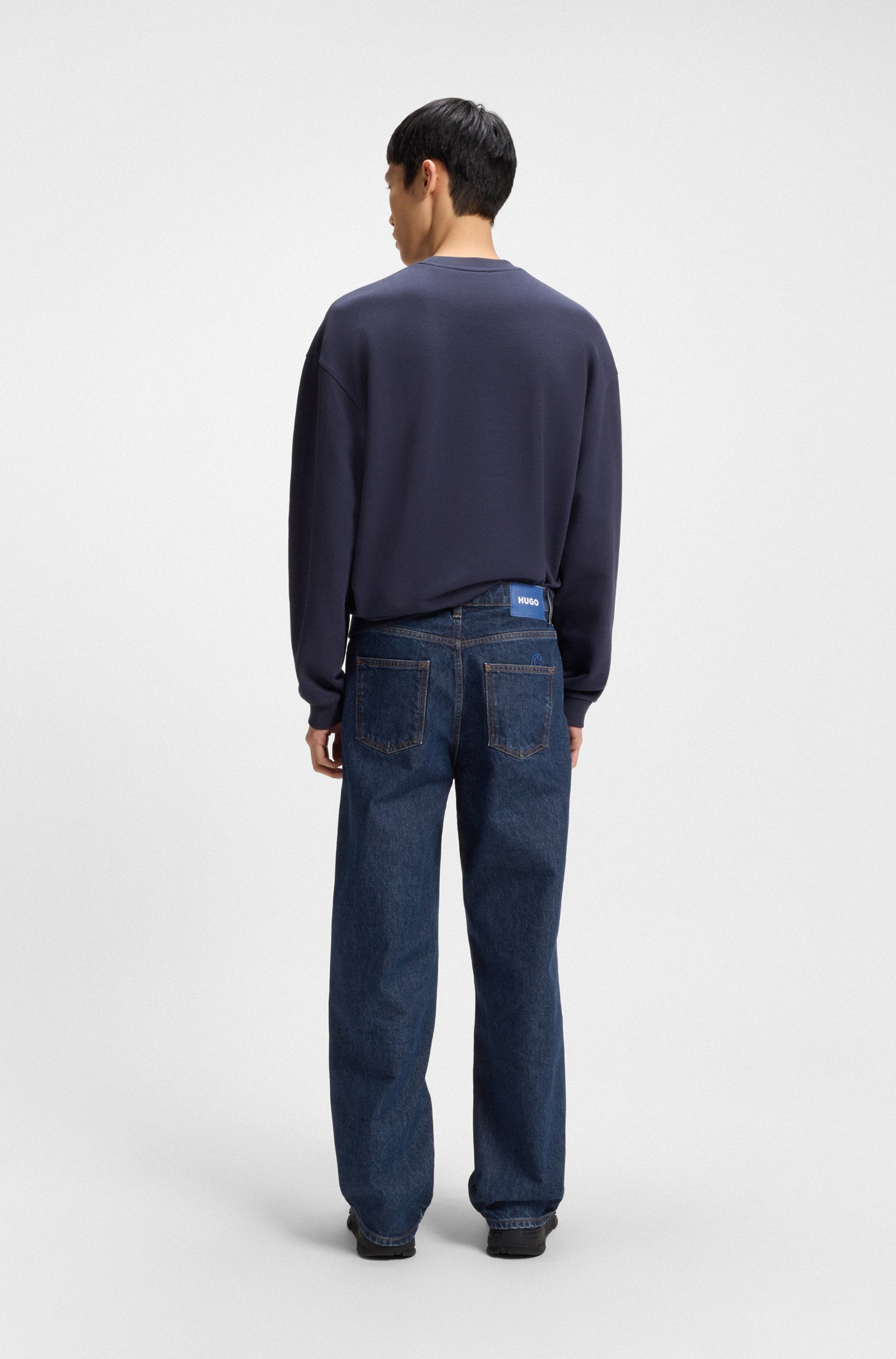 HUGO Blue Relax-fit-Jeans »Leni«, mit charakteristischer Stickerei