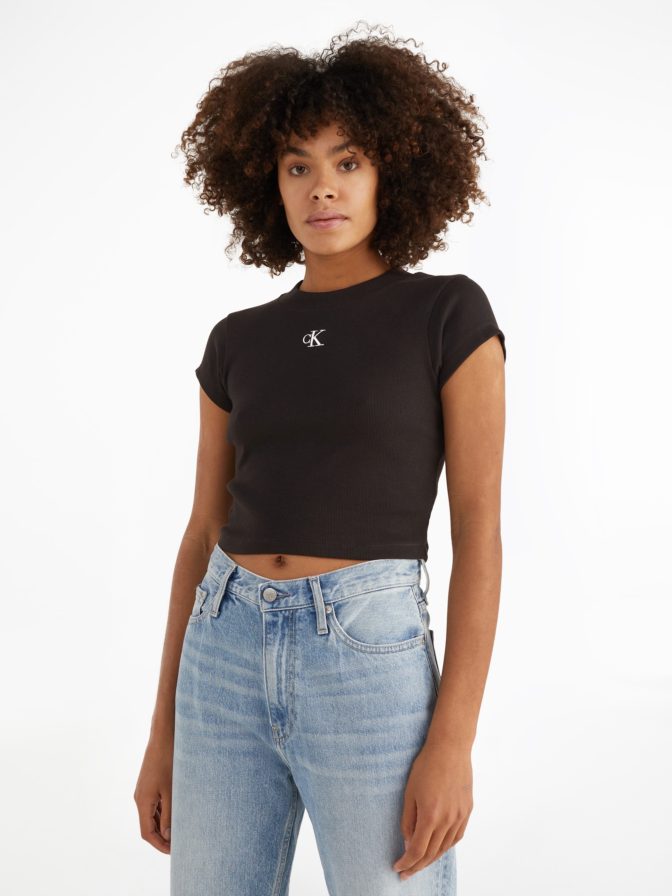 Calvin Klein Jeans T-Shirt »CK RIB BABY TEE« in kurzer Form