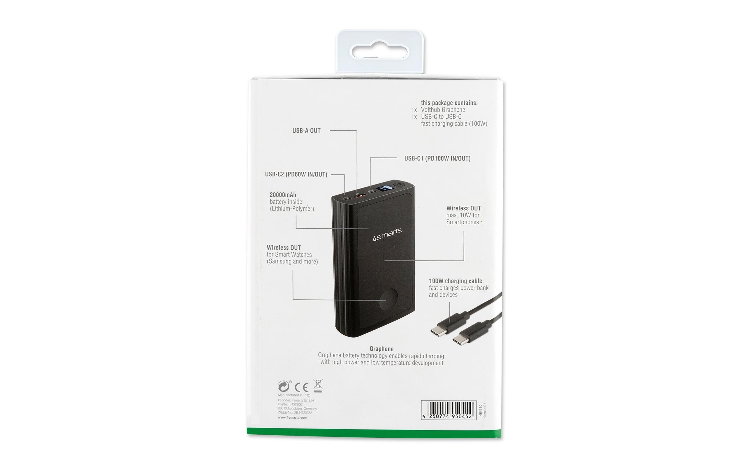 4smarts Powerbank »VoltHub Graphene«, 74 mAh