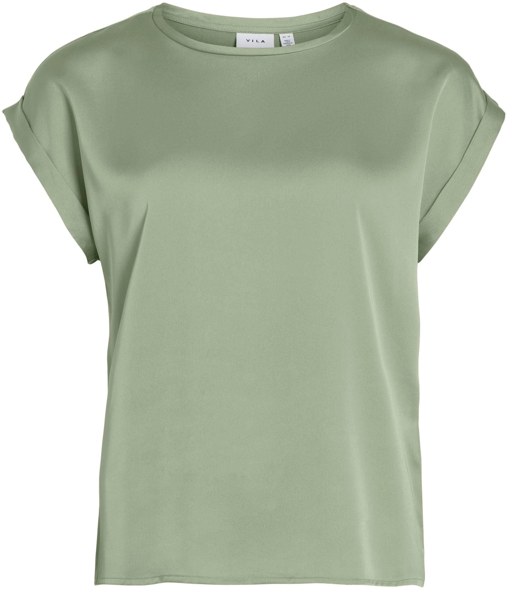 Vila Kurzarmshirt »VIELLETTE S/S SATIN TOP - NOOS«, Satin Optik