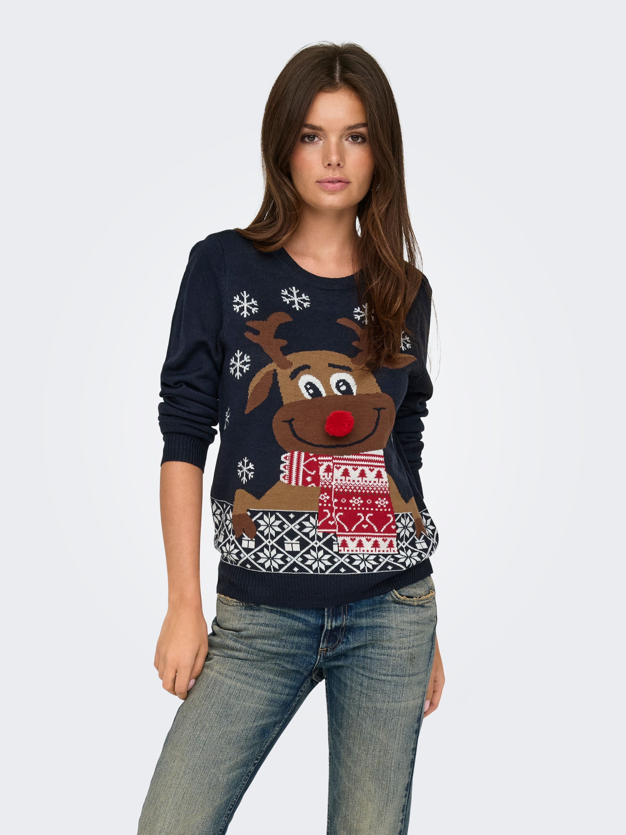 ONLY Weihnachtspullover »ONLXMAS LS O-NECK MIX DETAIL BOX KNT«