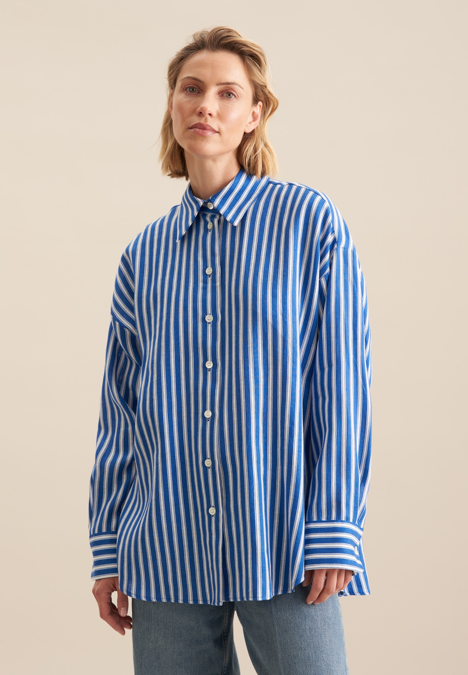 seidensticker Longbluse »Schwarze Rose« 1/1 Kragen Streifen
