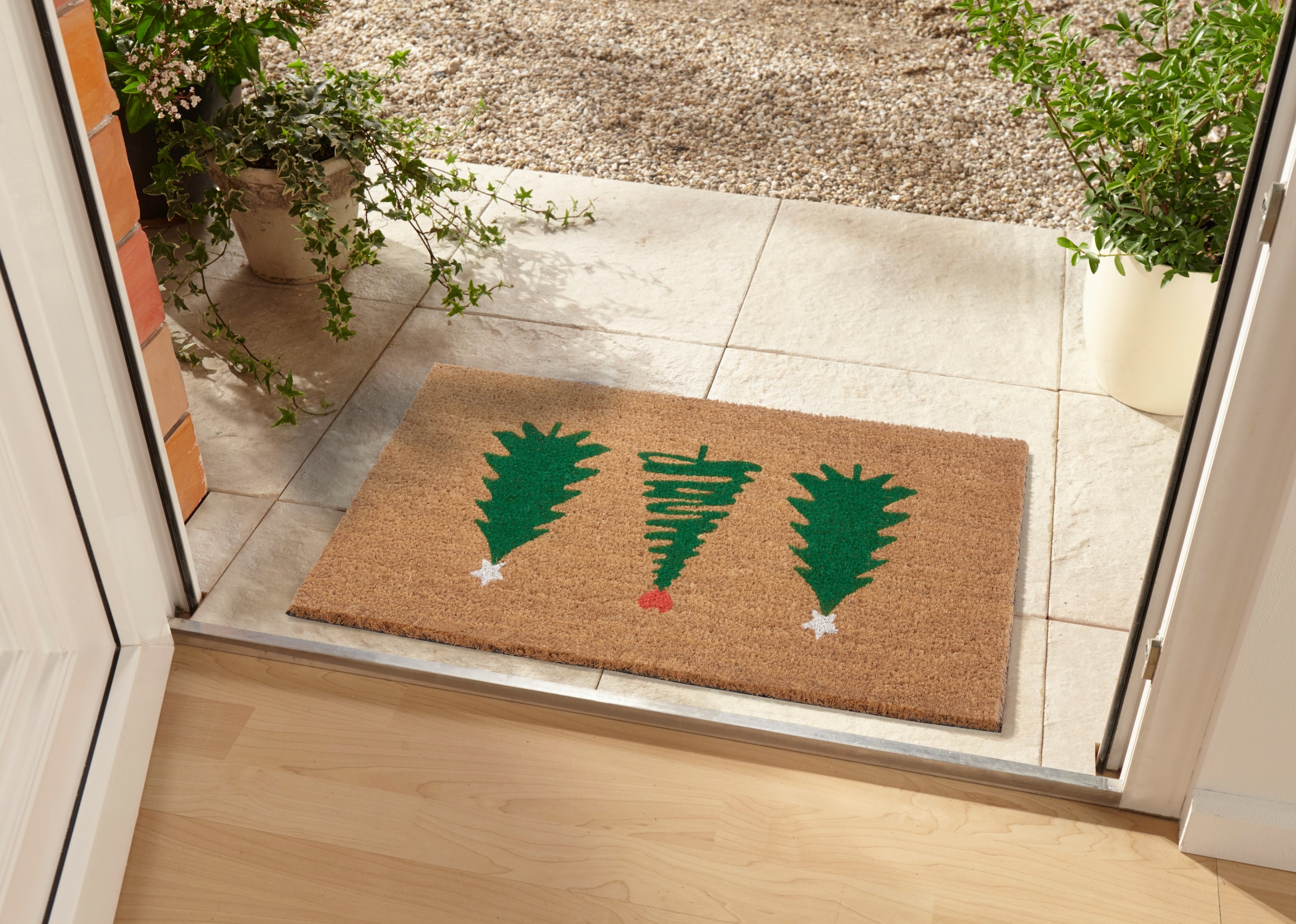 HANSE Home Fussmatte »Mix Mats Kokos Decorated Pine Trees«, rechteckig, 15 mm Höhe, Weihnachten, Schmutzfangmatte, Outdoor, Rutschfest, Innen, Kokosmatte