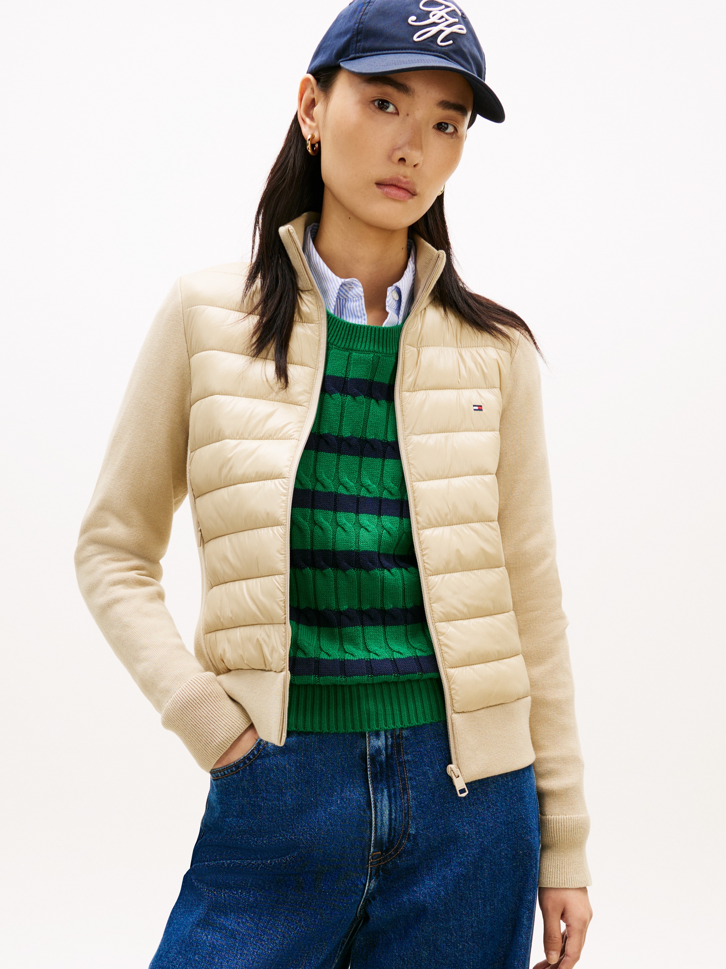 Tommy Hilfiger Damen Sandalwood Steppjacke "Lw Knit Mix Padded Jacket"