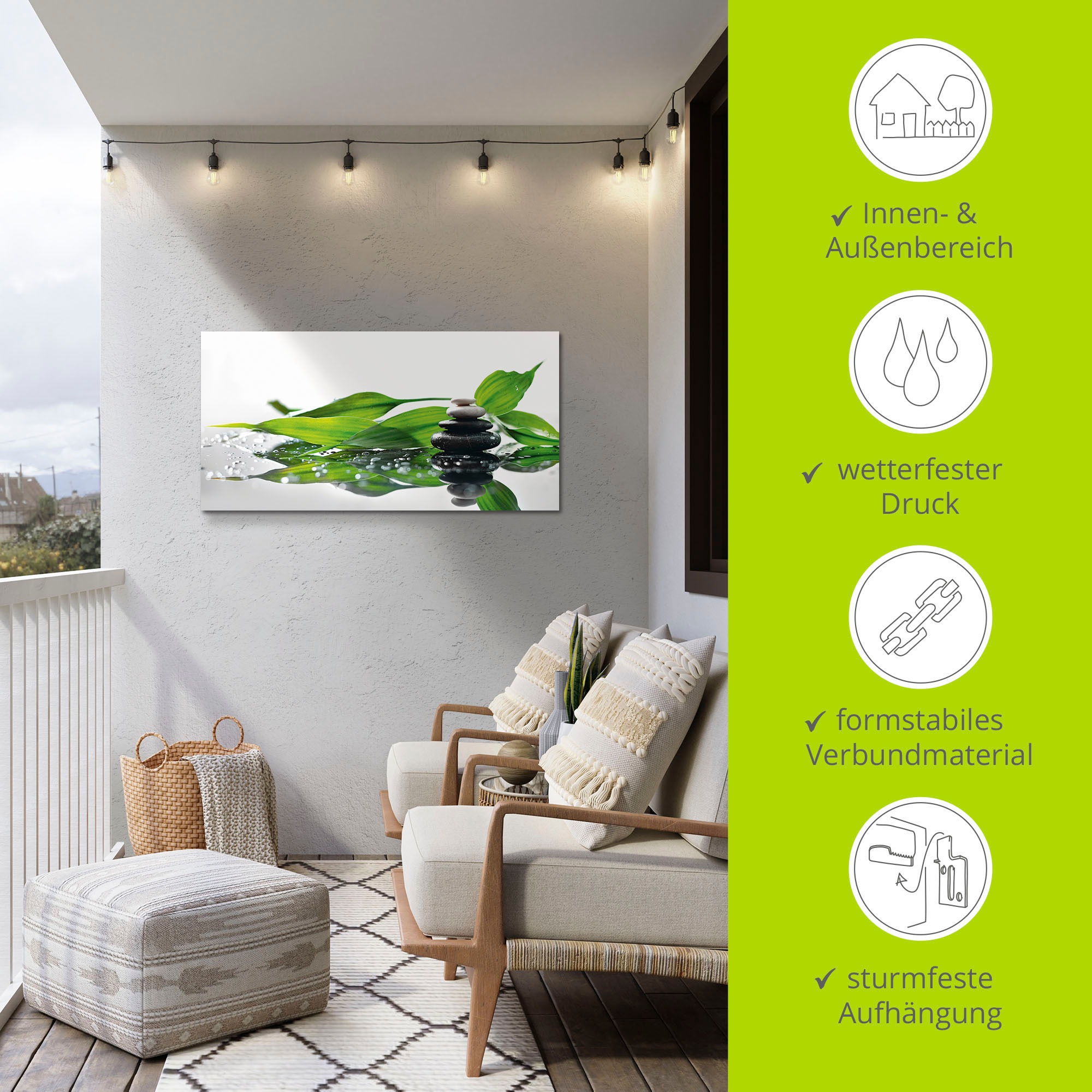 Artland Wandbild »Spa mit Steinen und Bambus«, Zen, (1 St.), als Alubild, Outdoorbild, Leinwandbild in verschied. Grössen
