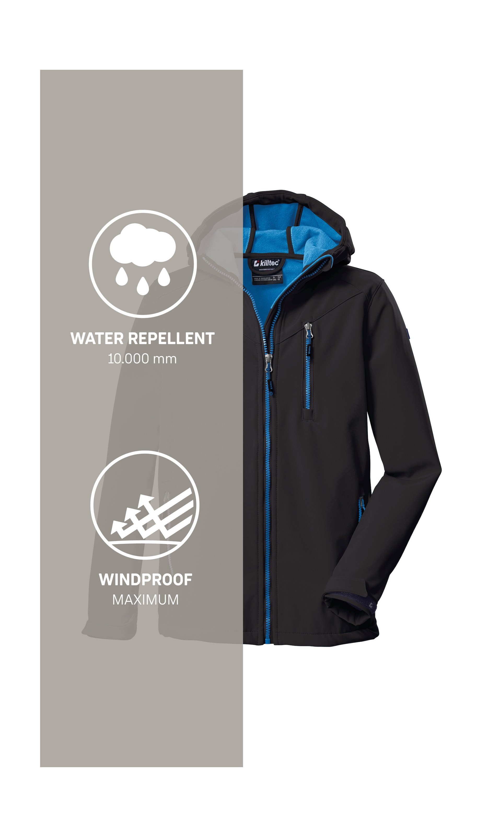 Killtec Softshelljacke »Boys Softshelljacke«, Wasserabweisende Softshelljacke mit Kapuze, Fleece