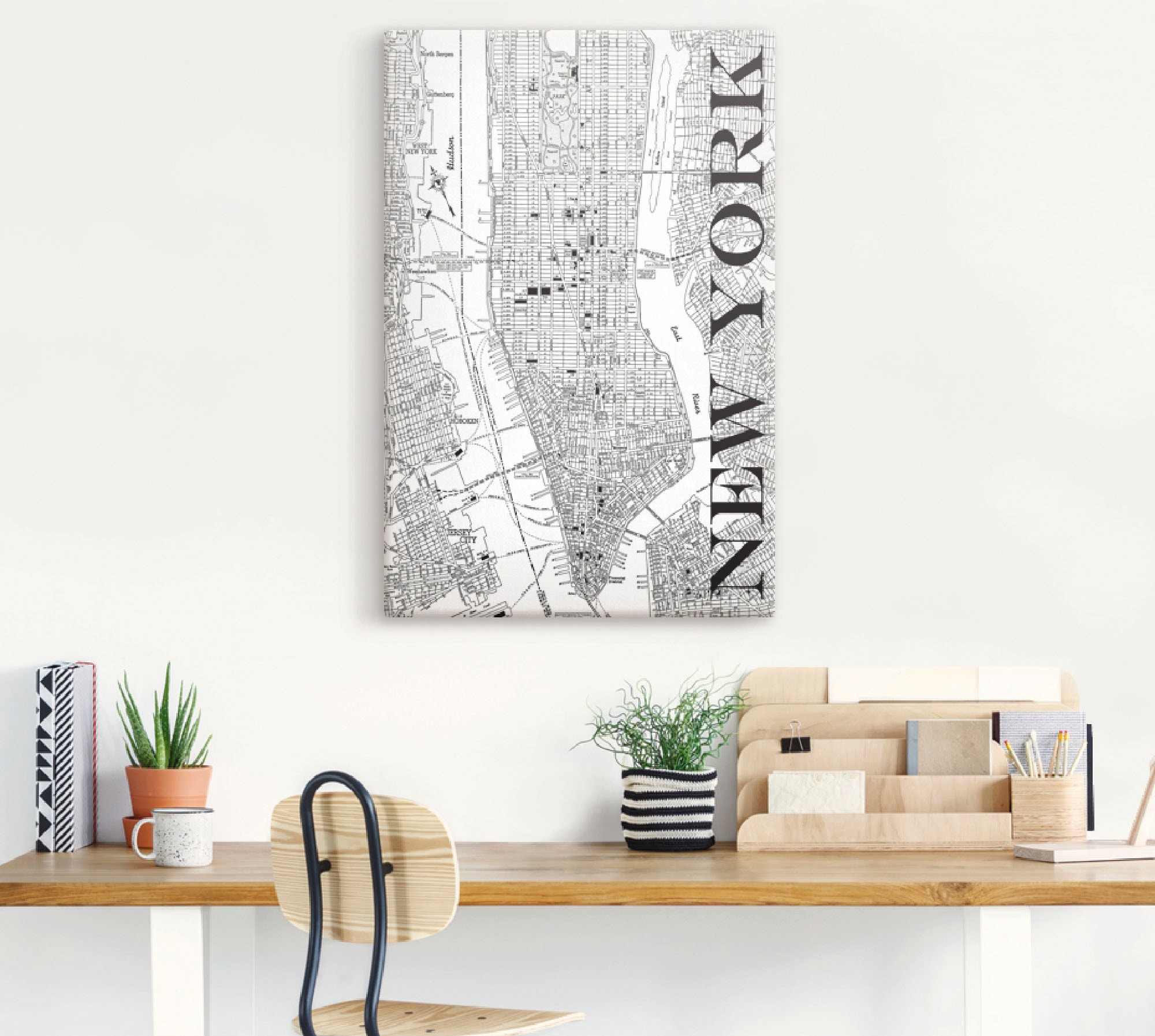 Artland Leinwandbild »New York Karte Strassen Karte«, Amerika, (1 St.), auf Keilrahmen gespannt