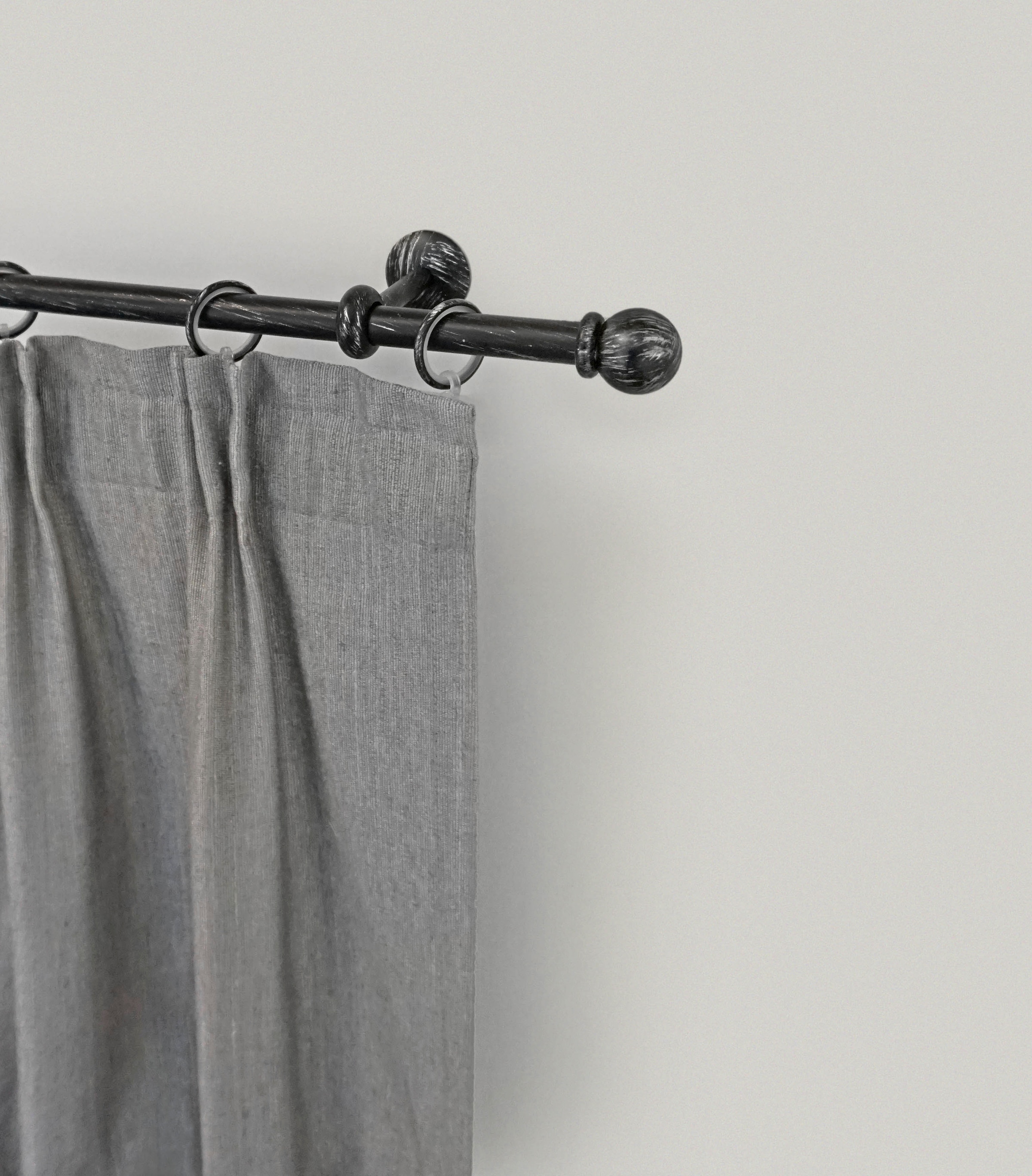 GARESA Gardinenstange "ESPERANCA" Ø 16 mm 1 läufig-läufig Wunschmasslänge rustikale Vorhanggarnitur, verlängerbar, Eisen, Endk. Kugel, m. Ringe