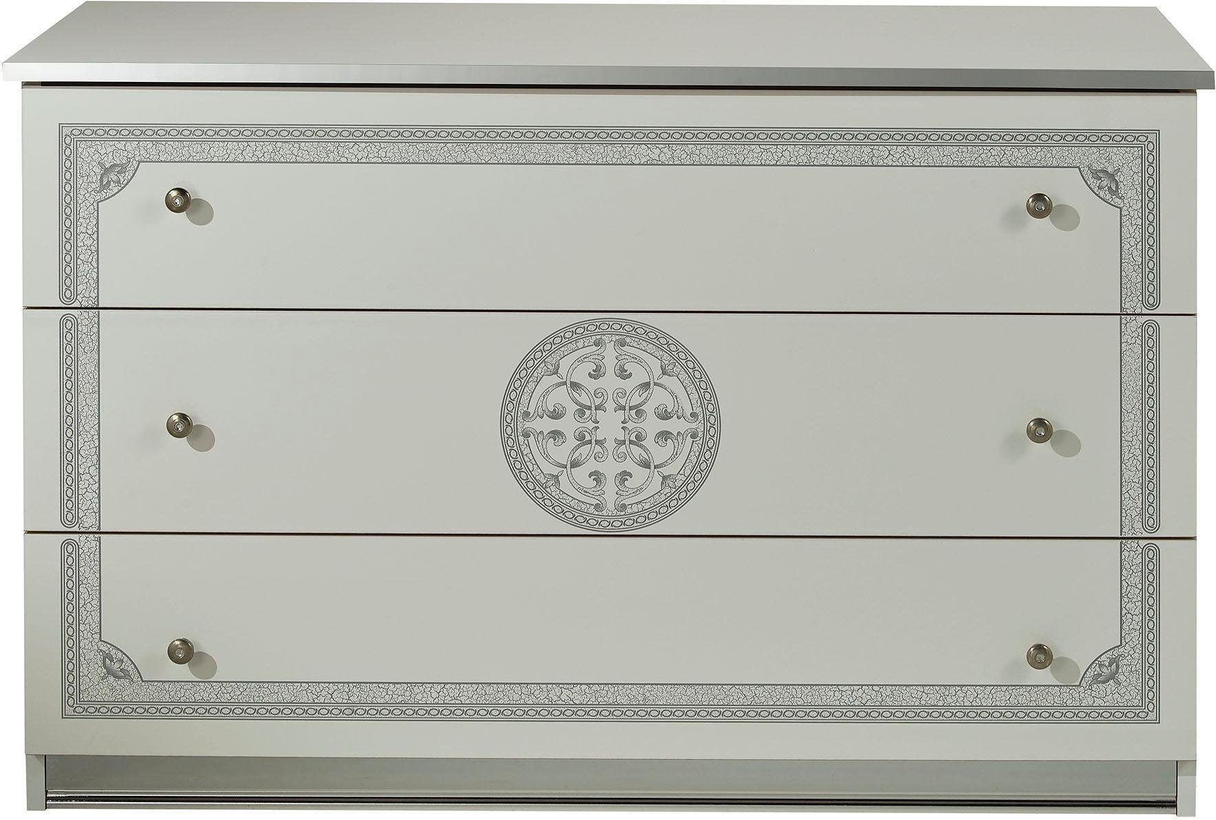 Home affaire Kommode "Greta, aus FSC-zertifiziertem Holzwerkstoff mit Dekor im Klassikstil" Maße (B/T/H): 113/42/73,5 cm, mit 3 Schubladen, soft-close-Funktion, Made in Italy