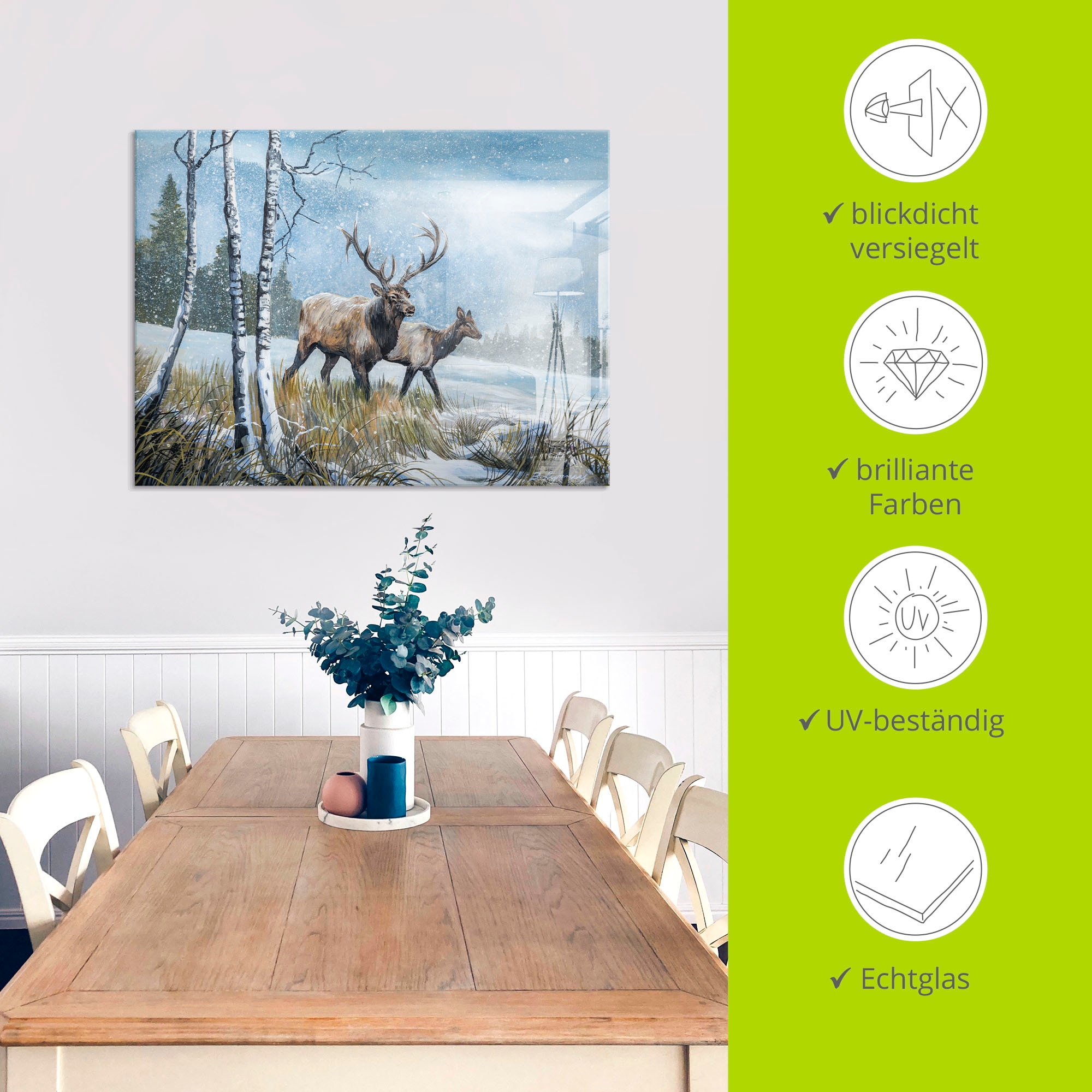 Artland Glasbild »Hirsch Reise IV«, Wildtiere, (1 St.), in verschiedenen Grössen