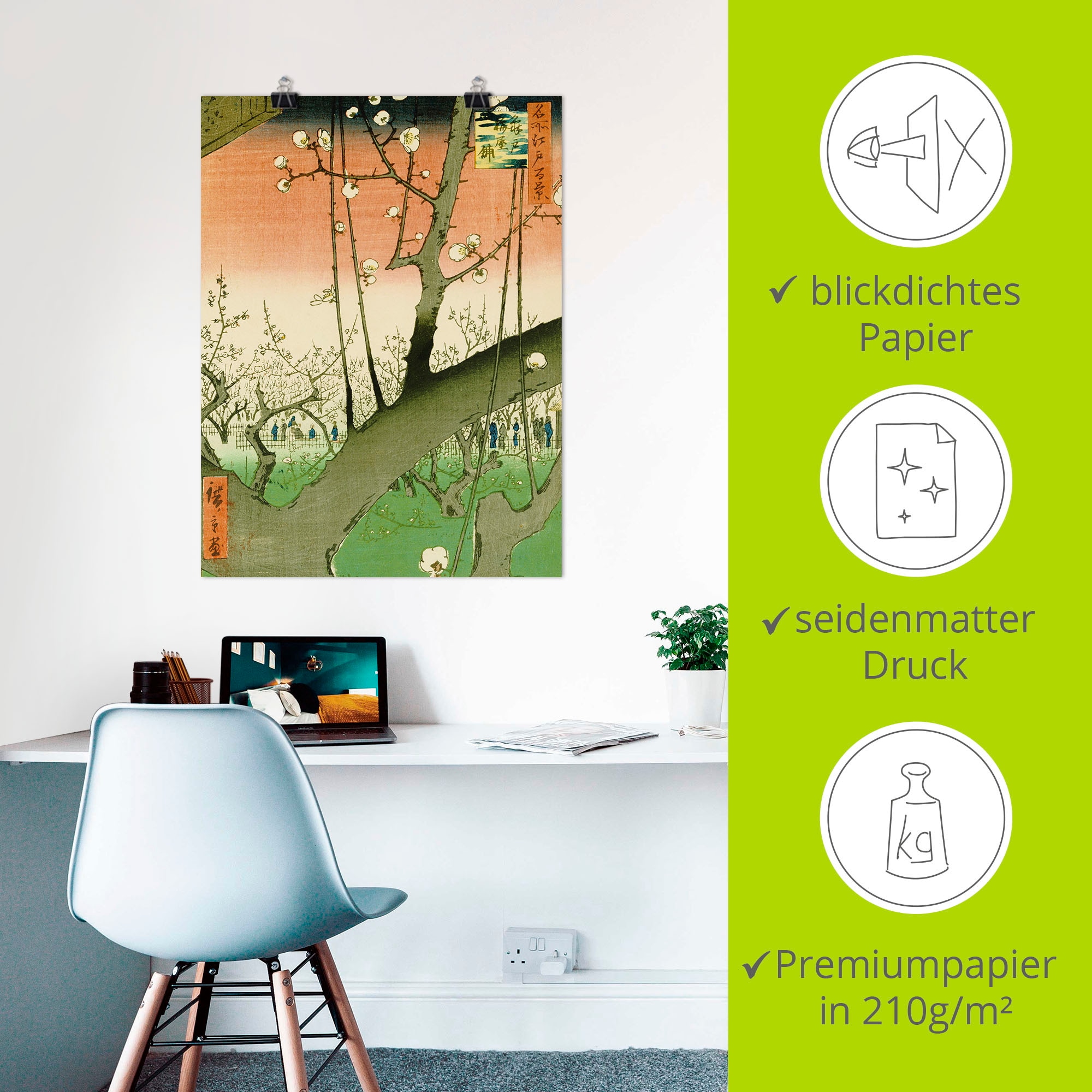 Artland Kunstdruck »Garten mit Pflaumenbäumen«, Bäume, (1 St.), als Leinwandbild, Wandaufkleber oder Poster in versch. Grössen